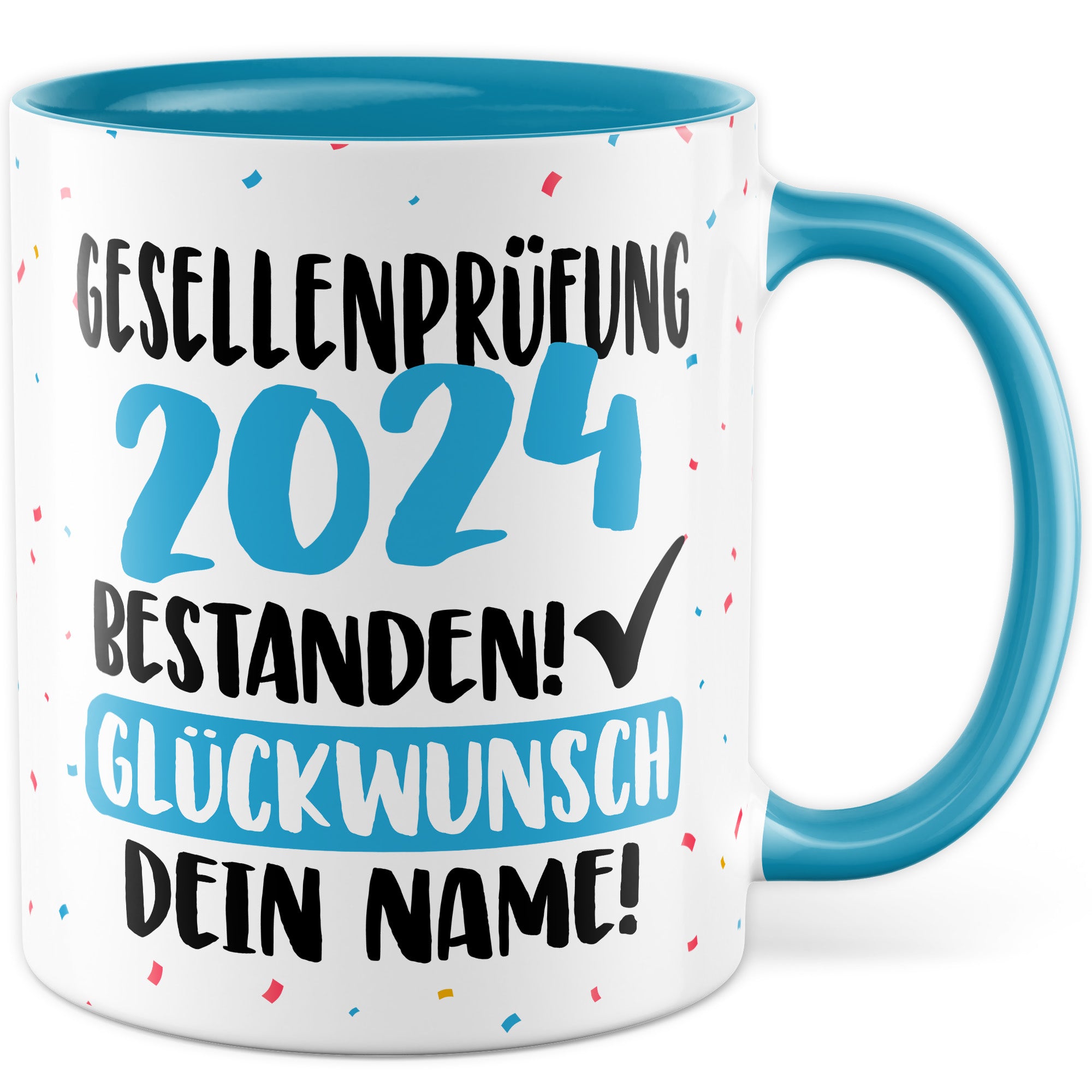 Tasse personalisiert Examen Geschenk Examen 2024 geschafft! - Glücwunsch dein Name Geschenkidee Kaffee-Becher Kaffeetasse Tasse mit Spruch pesonalisierbar eigener Name Schulabschluss