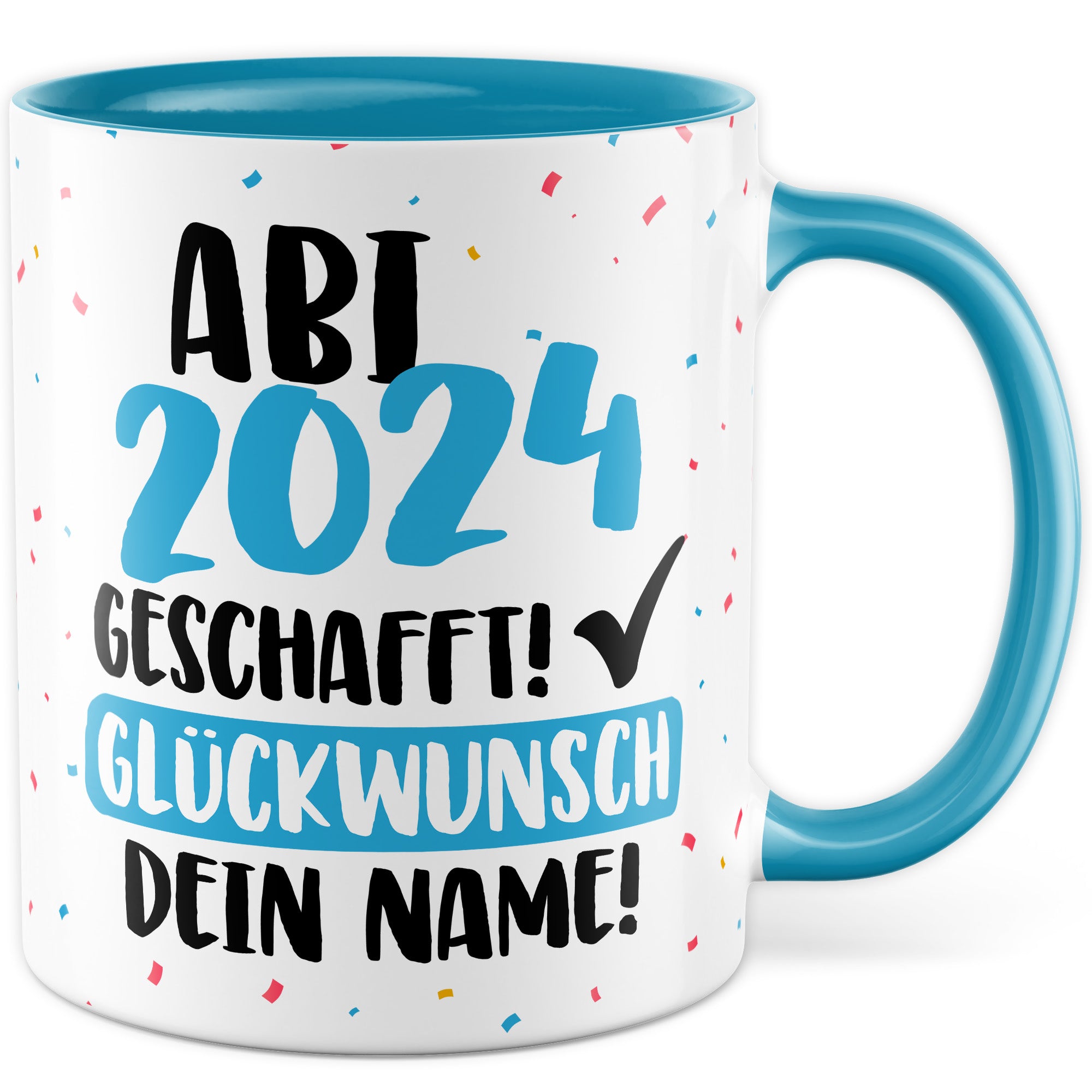 Tasse personalisiert Examen Geschenk Examen 2024 geschafft! - Glücwunsch dein Name Geschenkidee Kaffee-Becher Kaffeetasse Tasse mit Spruch pesonalisierbar eigener Name Schulabschluss