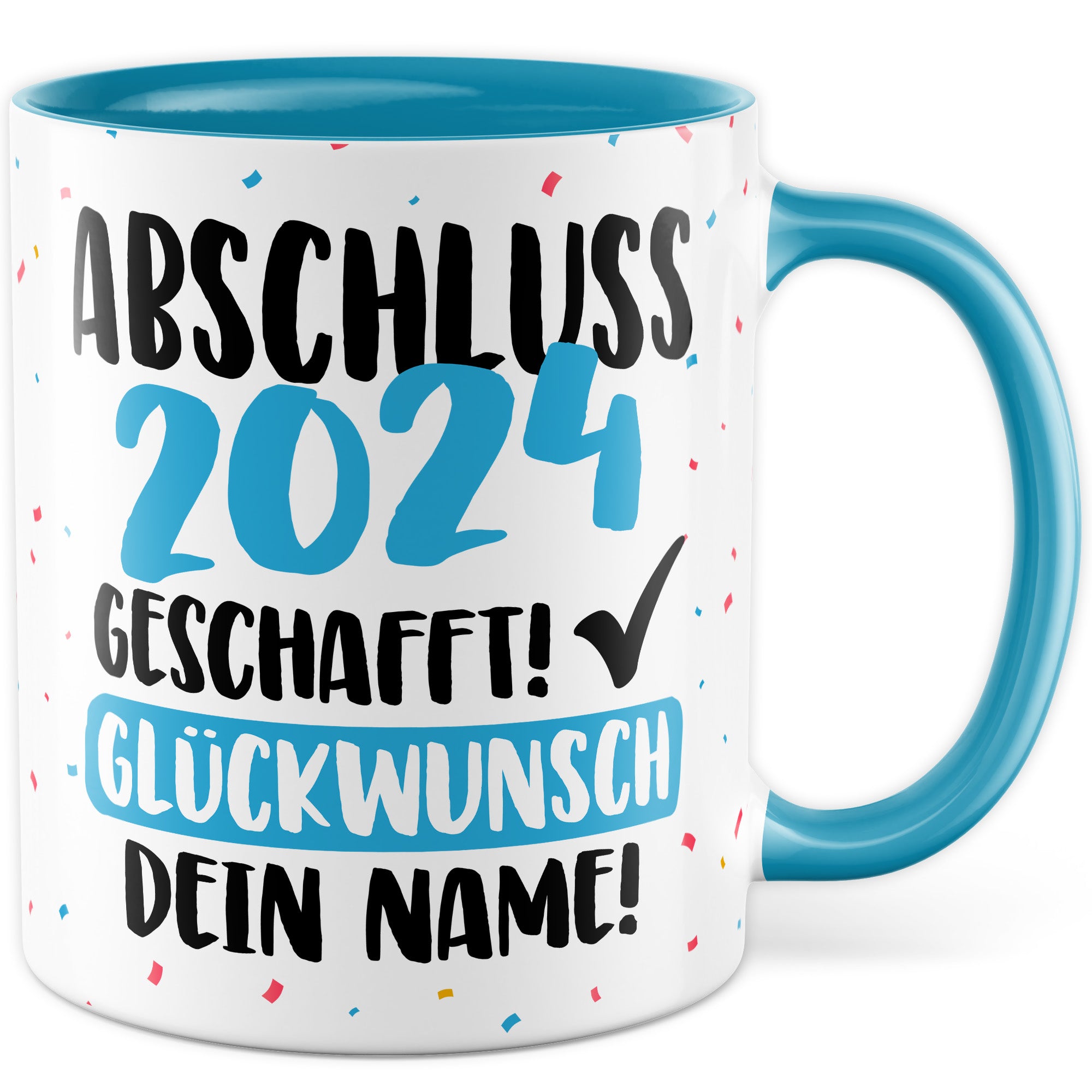 Tasse personalisiert Examen Geschenk Examen 2024 geschafft! - Glücwunsch dein Name Geschenkidee Kaffee-Becher Kaffeetasse Tasse mit Spruch pesonalisierbar eigener Name Schulabschluss