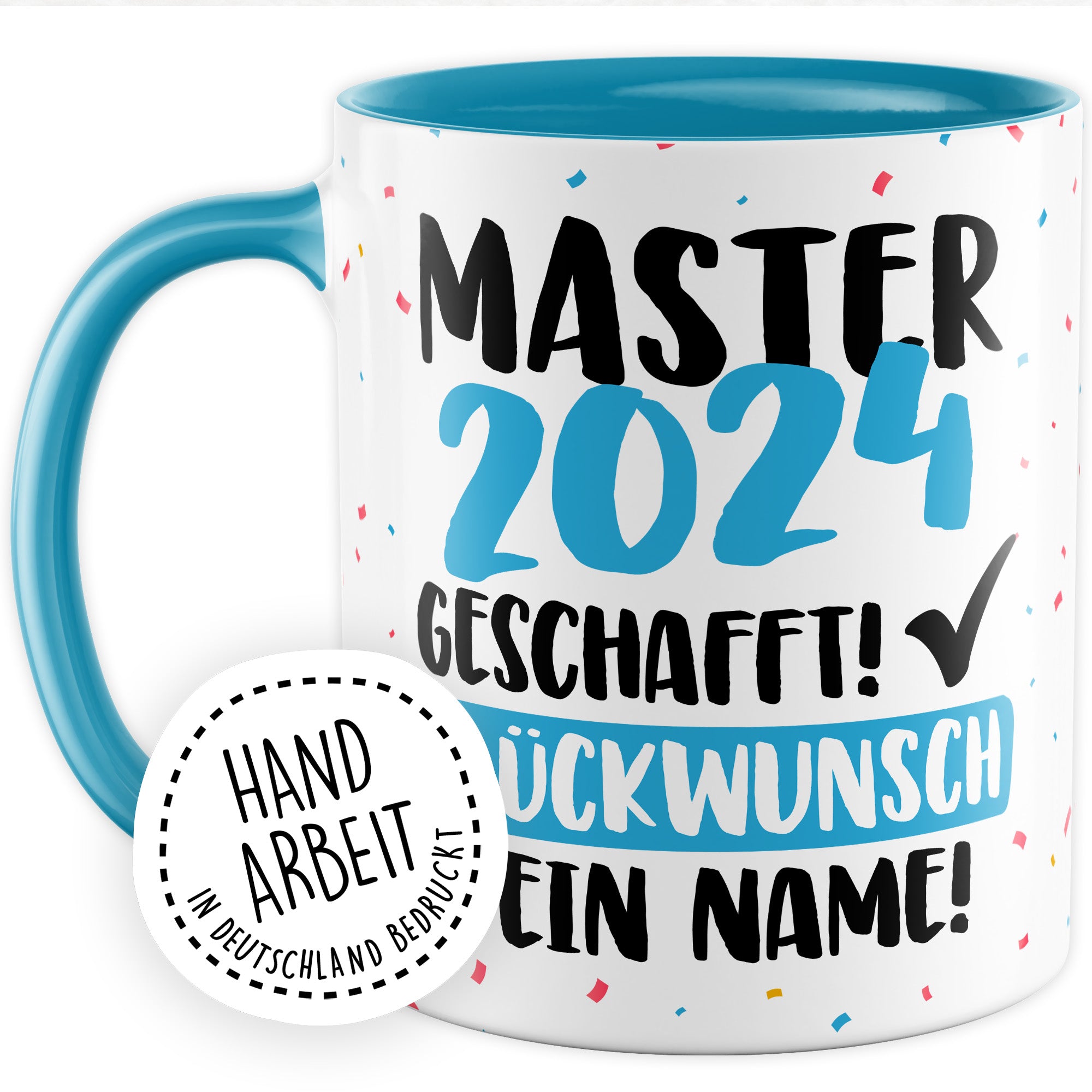 Tasse personalisiert Examen Geschenk Examen 2024 geschafft! - Glücwunsch dein Name Geschenkidee Kaffee-Becher Kaffeetasse Tasse mit Spruch pesonalisierbar eigener Name Schulabschluss