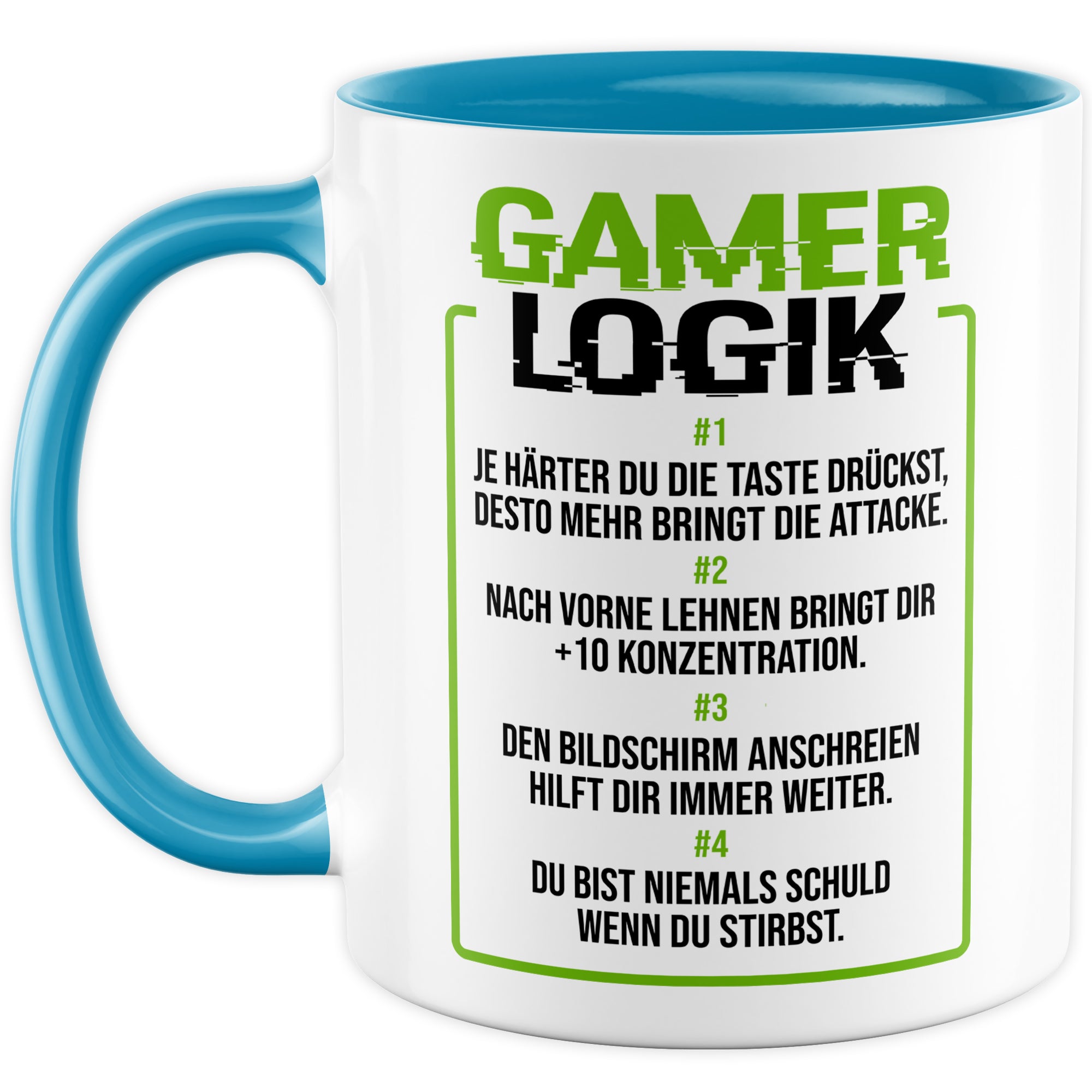 Geschenk Tasse Zocker, Gamer Logik Kaffeetasse für Computerspieler Kaffee-Becher Geschenkidee Teetasse mit Spurch lustig zocken Computer-Spiele Nerd Gaming