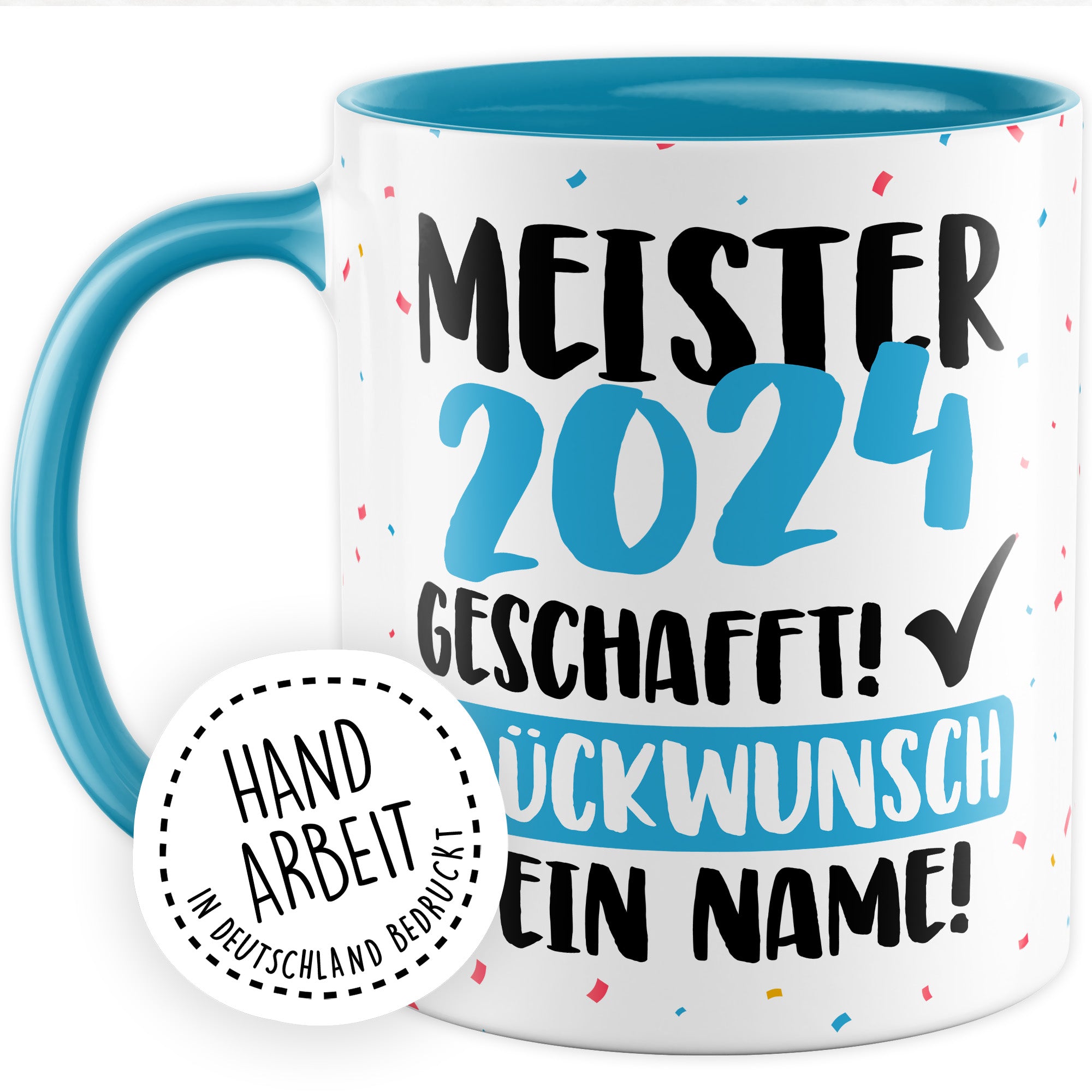 Tasse personalisiert Examen Geschenk Examen 2024 geschafft! - Glücwunsch dein Name Geschenkidee Kaffee-Becher Kaffeetasse Tasse mit Spruch pesonalisierbar eigener Name Schulabschluss