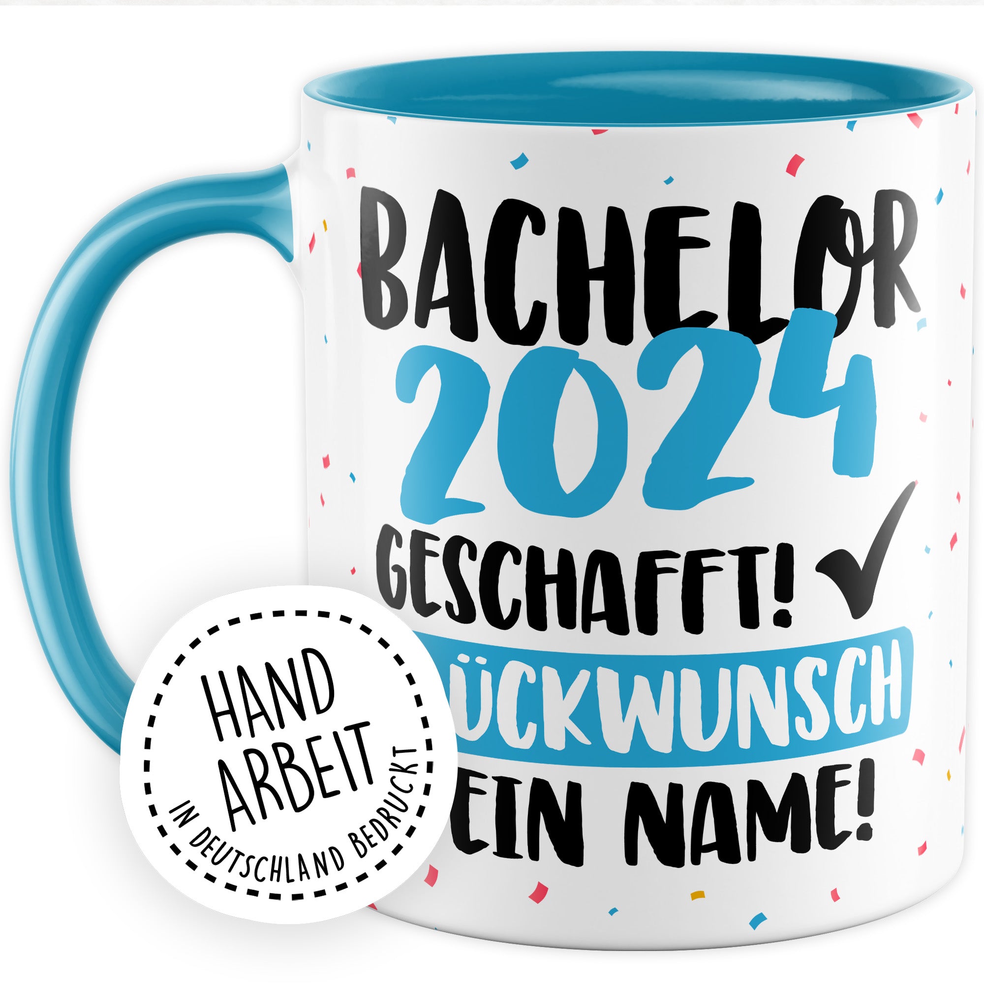 Tasse personalisiert Examen Geschenk Examen 2024 geschafft! - Glücwunsch dein Name Geschenkidee Kaffee-Becher Kaffeetasse Tasse mit Spruch pesonalisierbar eigener Name Schulabschluss