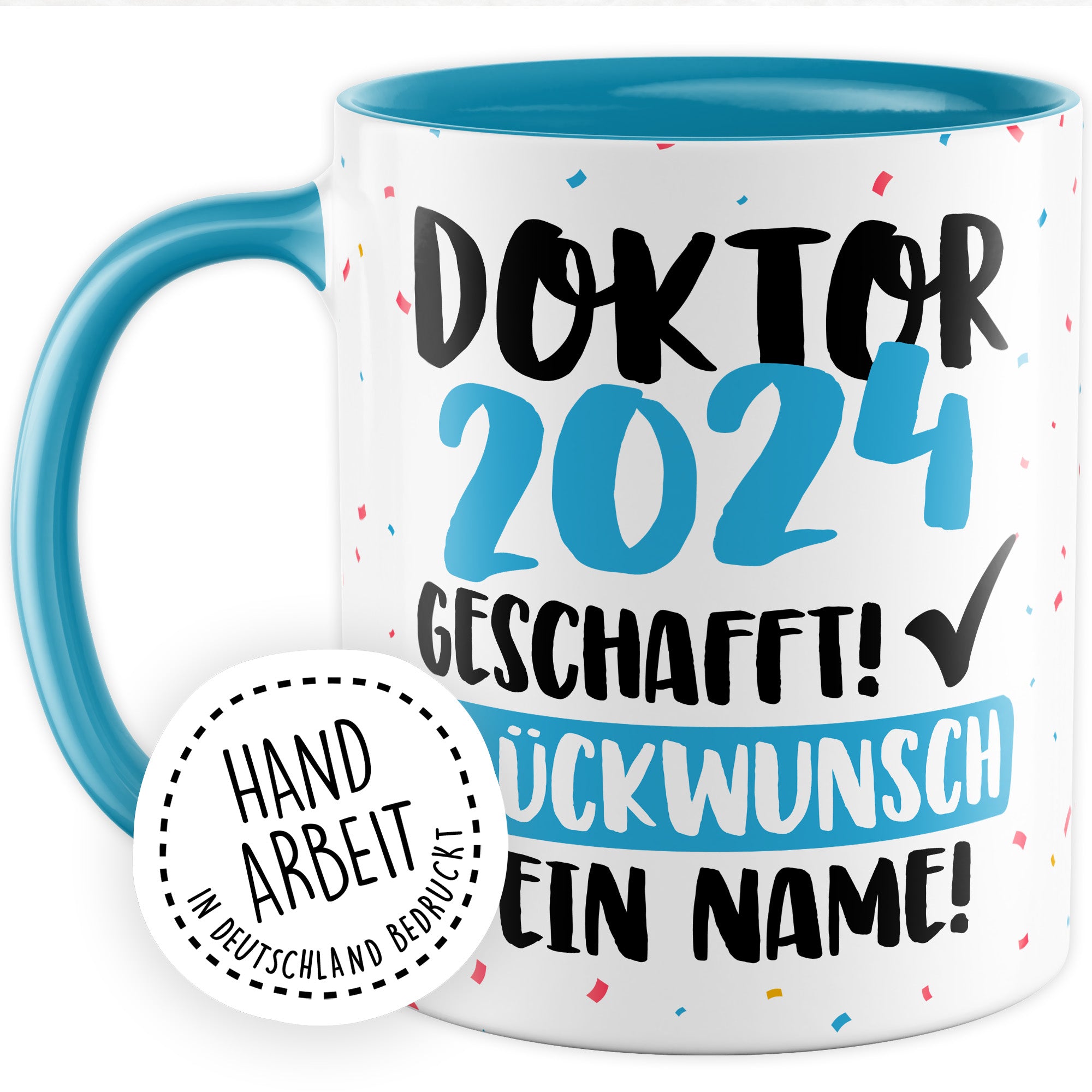 Tasse personalisiert Examen Geschenk Examen 2024 geschafft! - Glücwunsch dein Name Geschenkidee Kaffee-Becher Kaffeetasse Tasse mit Spruch pesonalisierbar eigener Name Schulabschluss