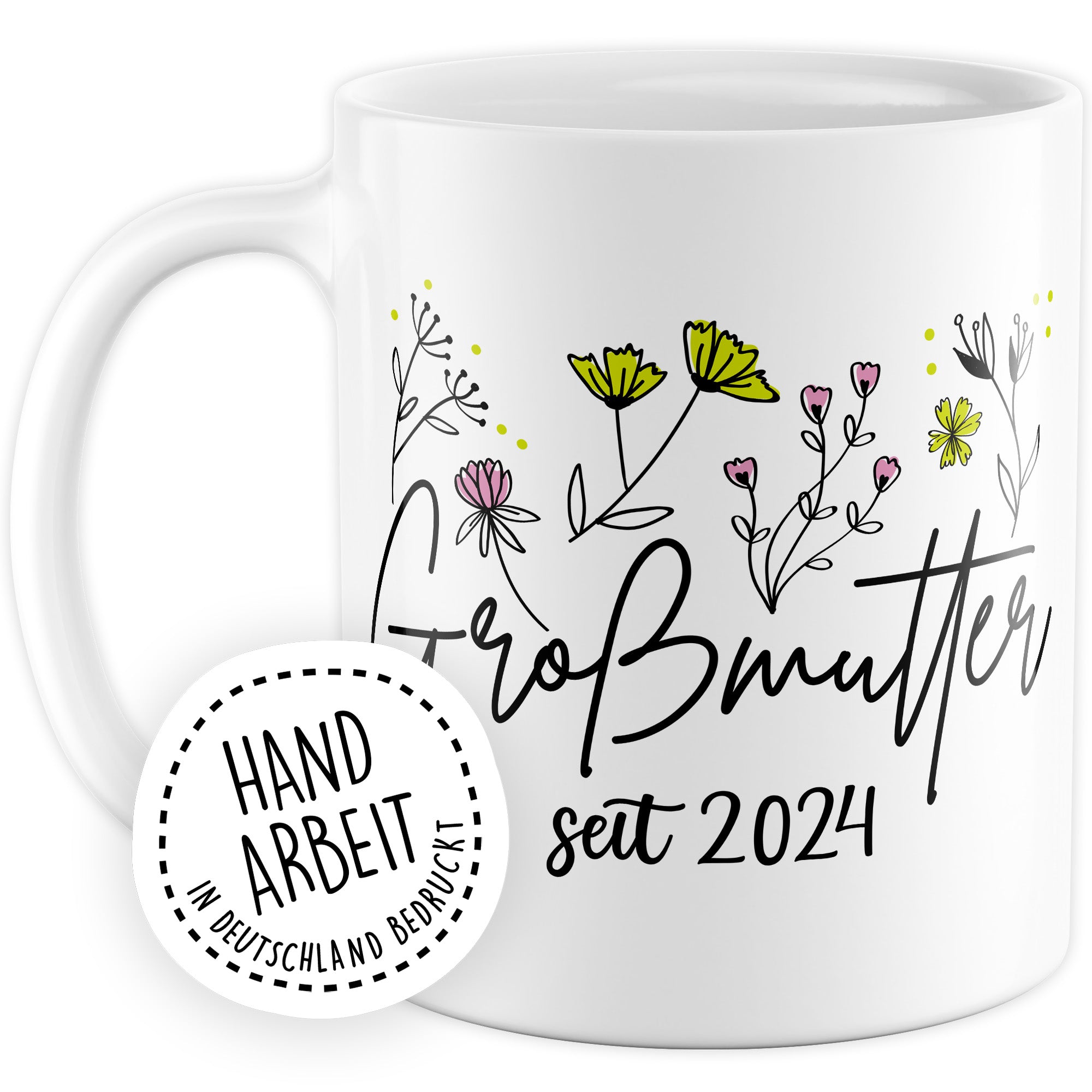 Oma Tasse Geschenk, Großmutter seit 2024 Geschenkidee frisch Oma geworden Kaffeetasse mit Spruch Kaffee-Becher Teetasse Familie Enkel Enkelkinder Geburt