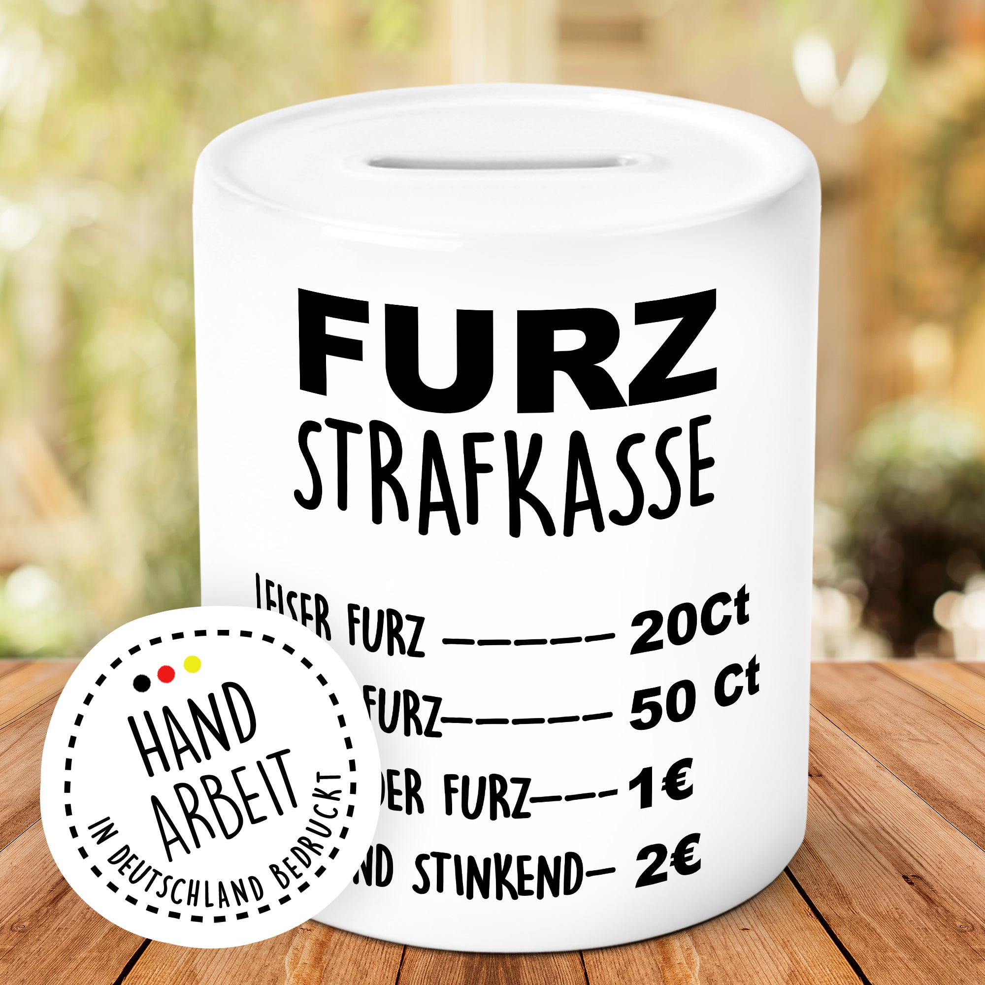 Spardose lustig Furzen Furzdose - Sparbüchse Jungen Männer Kollegen Büro - lustiges Geschenk Geschenkidee Humor Familie Sparschwein