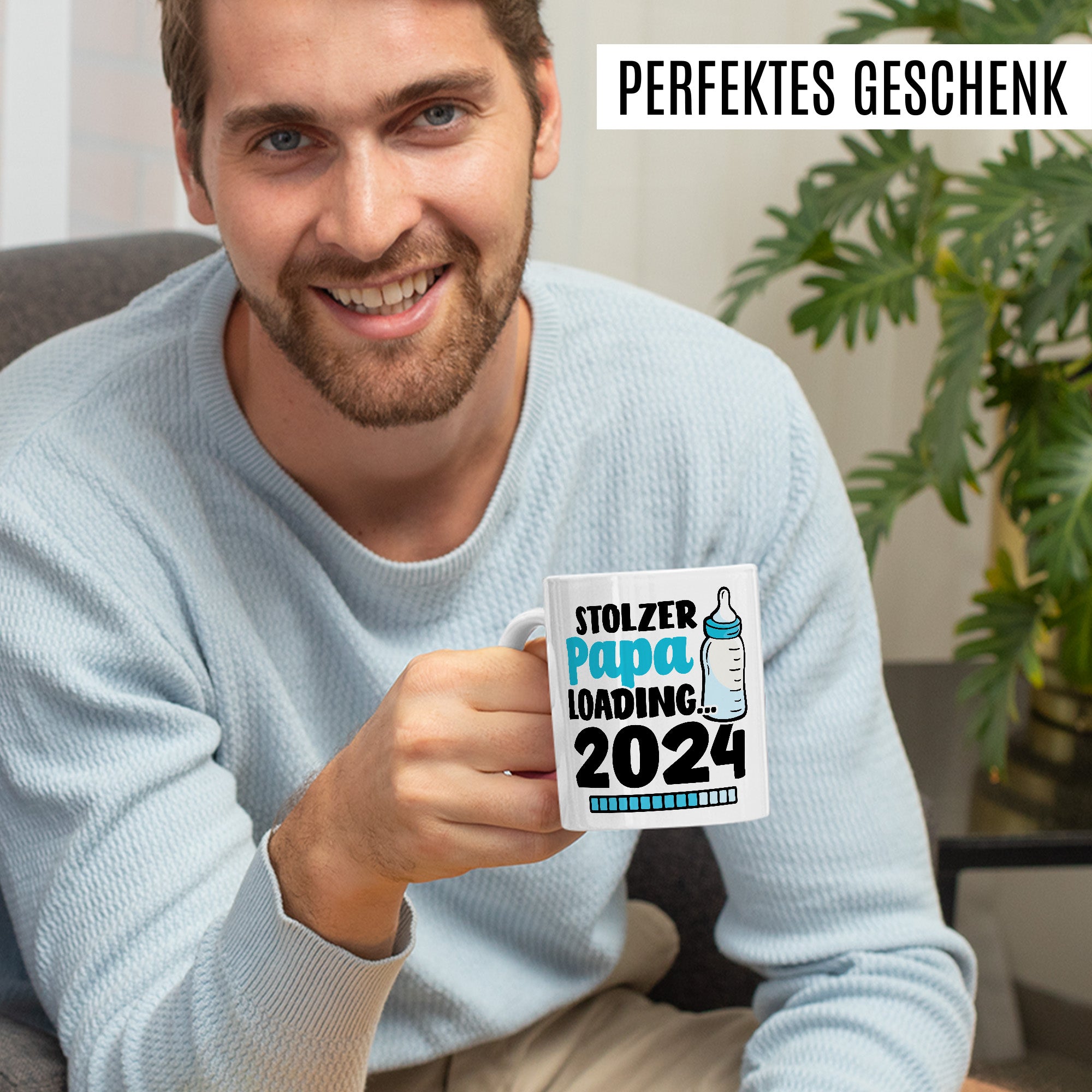 Tasse werdender Papa Geschenk, Stolzer Papa loading … 2024 Geschenkidee Vater Kaffee-Becher Kaffeetasse mit Spruch Teetasse Motiv Vaterschaft werdender Vater