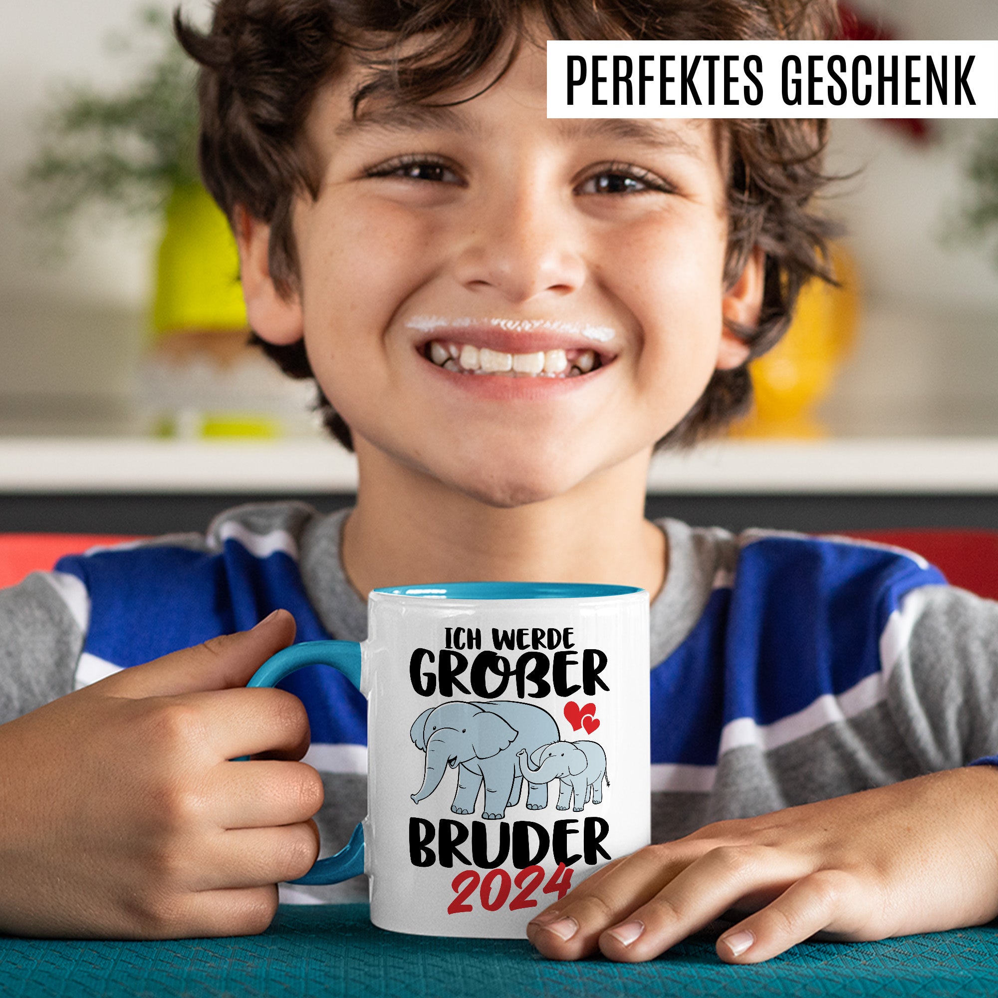 Bruder Tasse 2024 Geschenkidee Einhorn Kakaobecher Geschenk für Geschwister Kakaotasse Kinder Becher