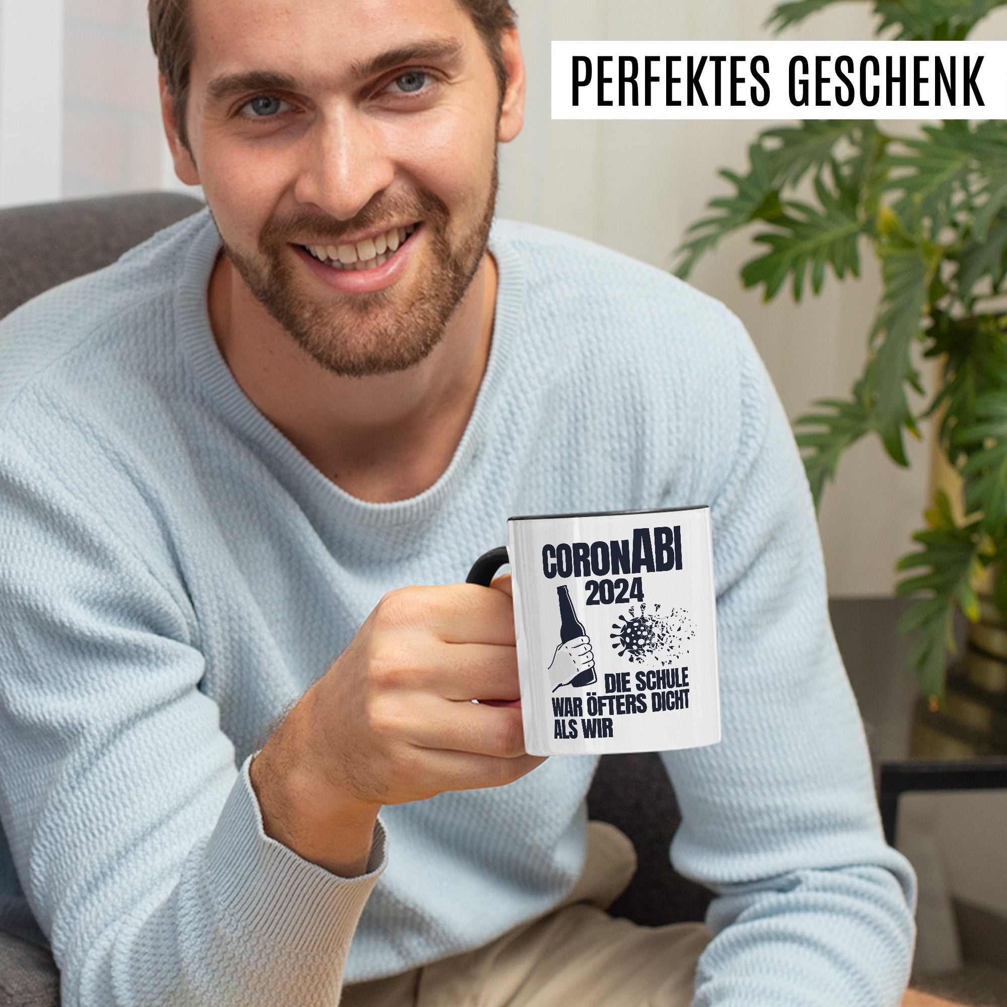 CoronABI 2024 Tasse, Abitur Geschenk Jungs Mädchen lustig, Kaffeetasse für Abiturient & Abiturientin zum Schul-Abschluss Deko Abiturgeschenk Kaffeebecher