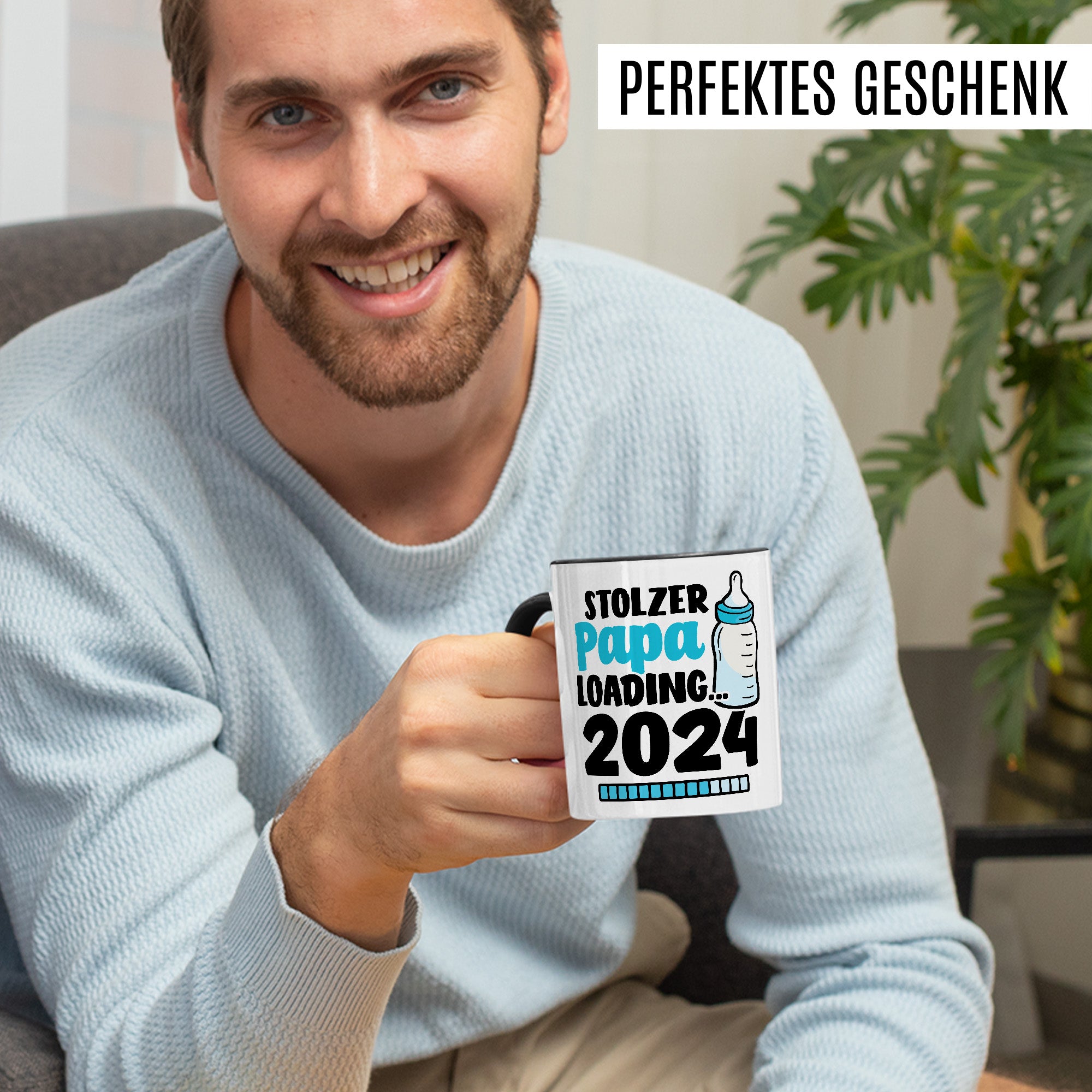 Tasse werdender Papa Geschenk, Stolzer Papa loading … 2024 Geschenkidee Vater Kaffee-Becher Kaffeetasse mit Spruch Teetasse Motiv Vaterschaft werdender Vater