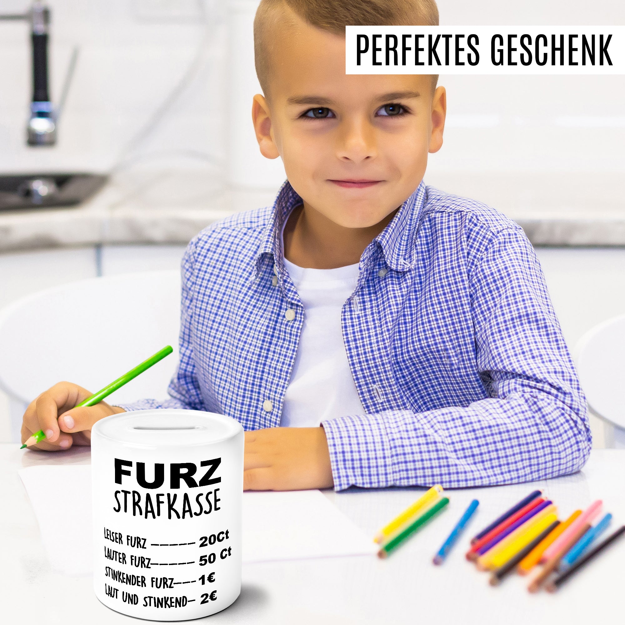 Spardose lustig Furzen Furzdose - Sparbüchse Jungen Männer Kollegen Büro - lustiges Geschenk Geschenkidee Humor Familie Sparschwein