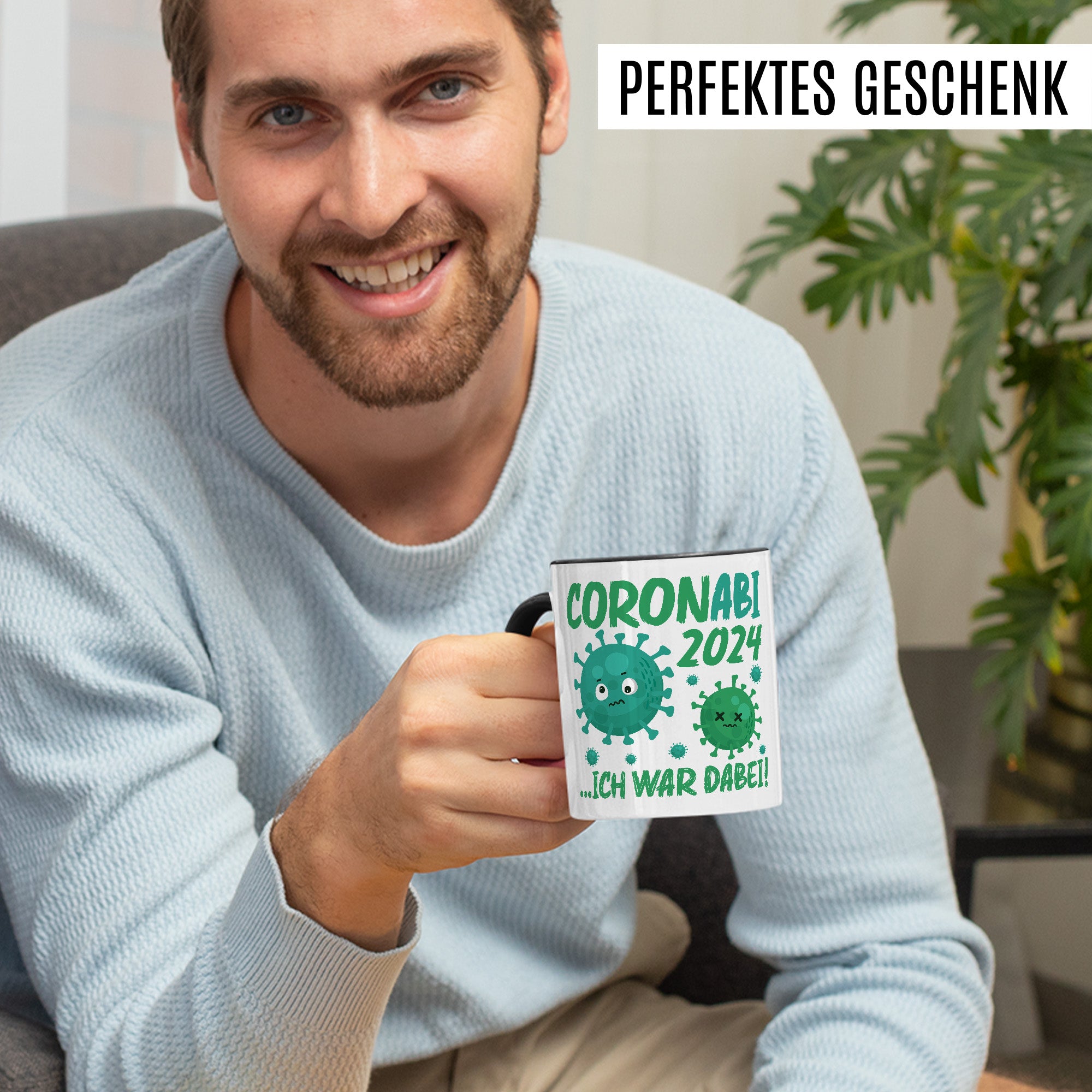 Abitur 2024 Tasse CoronABI Abitur Geschenk Jungs Mädchen lustig Abi Kaffeetasse für Abiturient Abiturientin zum Schul-Abschluss Deko Abiturgeschenk Kaffeebecher