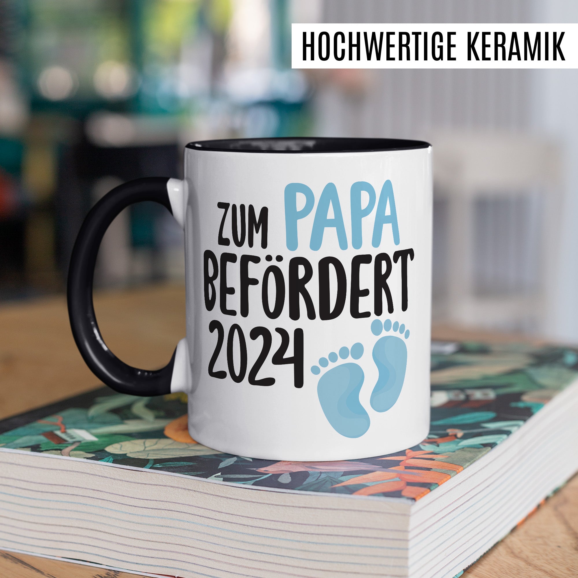 Werdender Papa Geschenk 2024 Tasse Schwangerschaft - Zum Papa befördert - Geschenk Ehemann Verkündung Baby Geschenkidee werdender Vater Babyreveal Kaffee-Becher