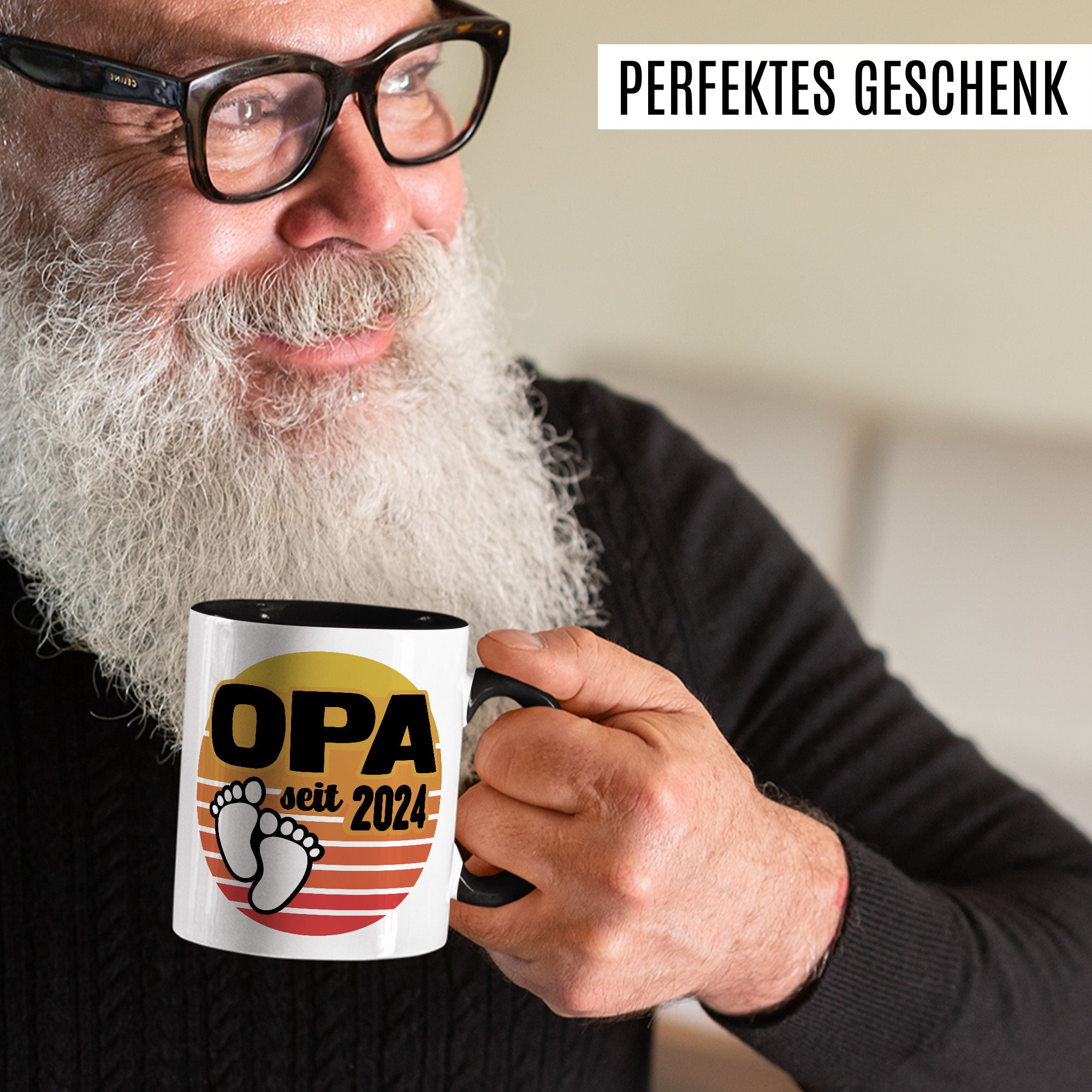 Opa Tasse, Opa - Since 2024, Geschenk Großvater, Geschenkidee frischer Großvater, frischgebackener Opa 2024 Geschenk Geburt Baby Enkelkind