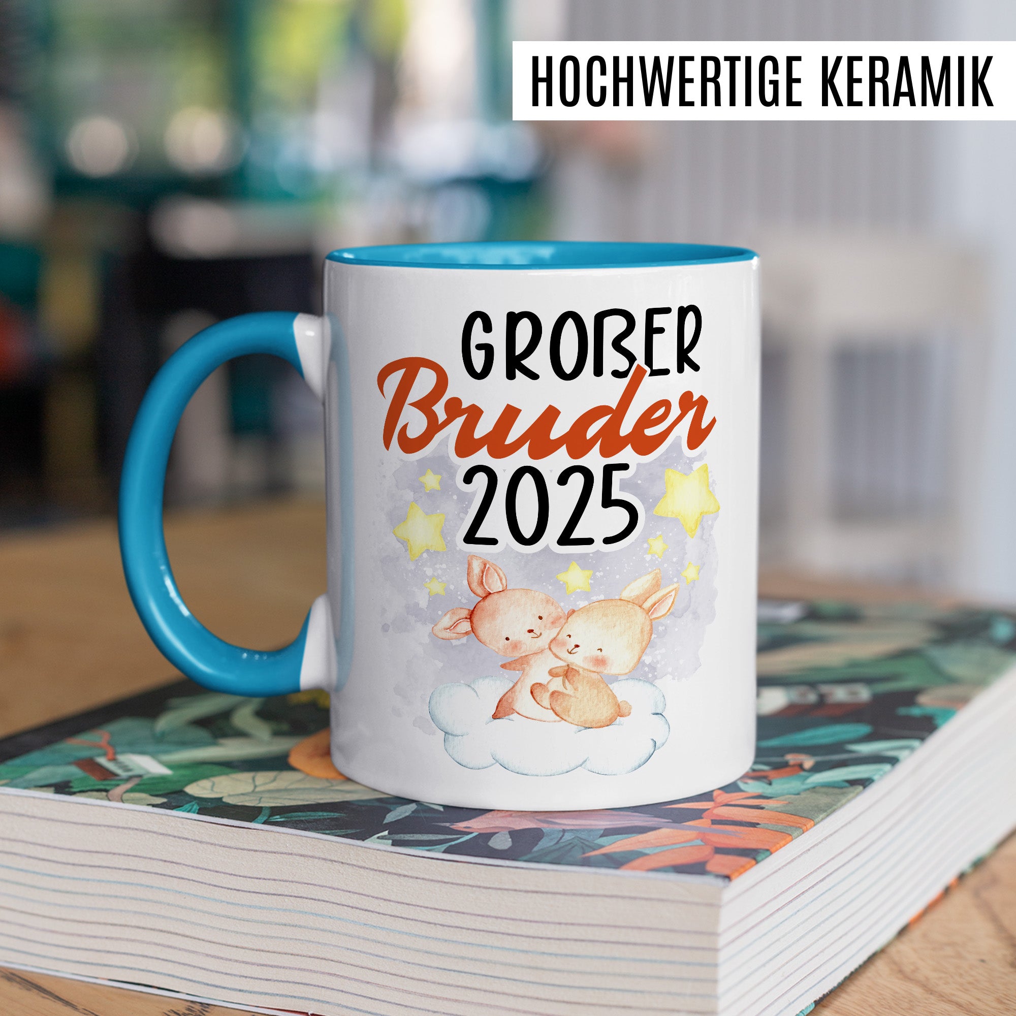 Tasse Bruder Geschenk, Großer Bruder 2025 Geschenkidee werdender Bruder Kaffeetasse mit Spruch Kaffee-Becher Babynews zukünftiger Bruder bevorstehende Geburt