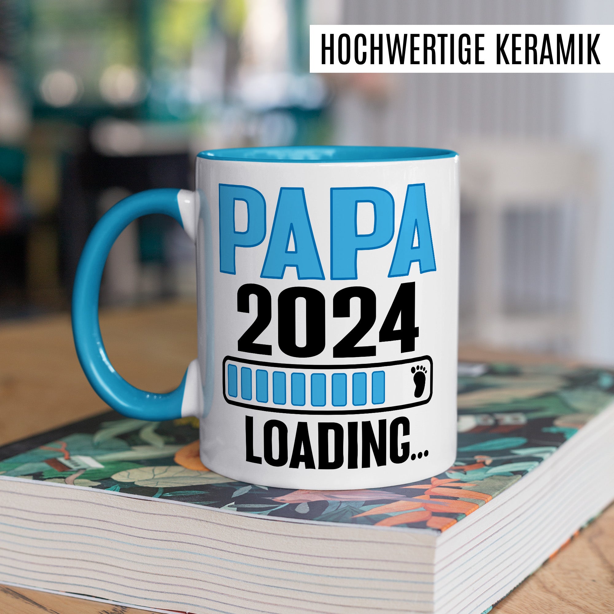 Schwangerschaft Tasse, Papa 2024 Loading..., Geschenk werdender Papa, schöner Spruch Geschenkidee werdender Vater Kaffeetasse, Papa 2024 Geschenk