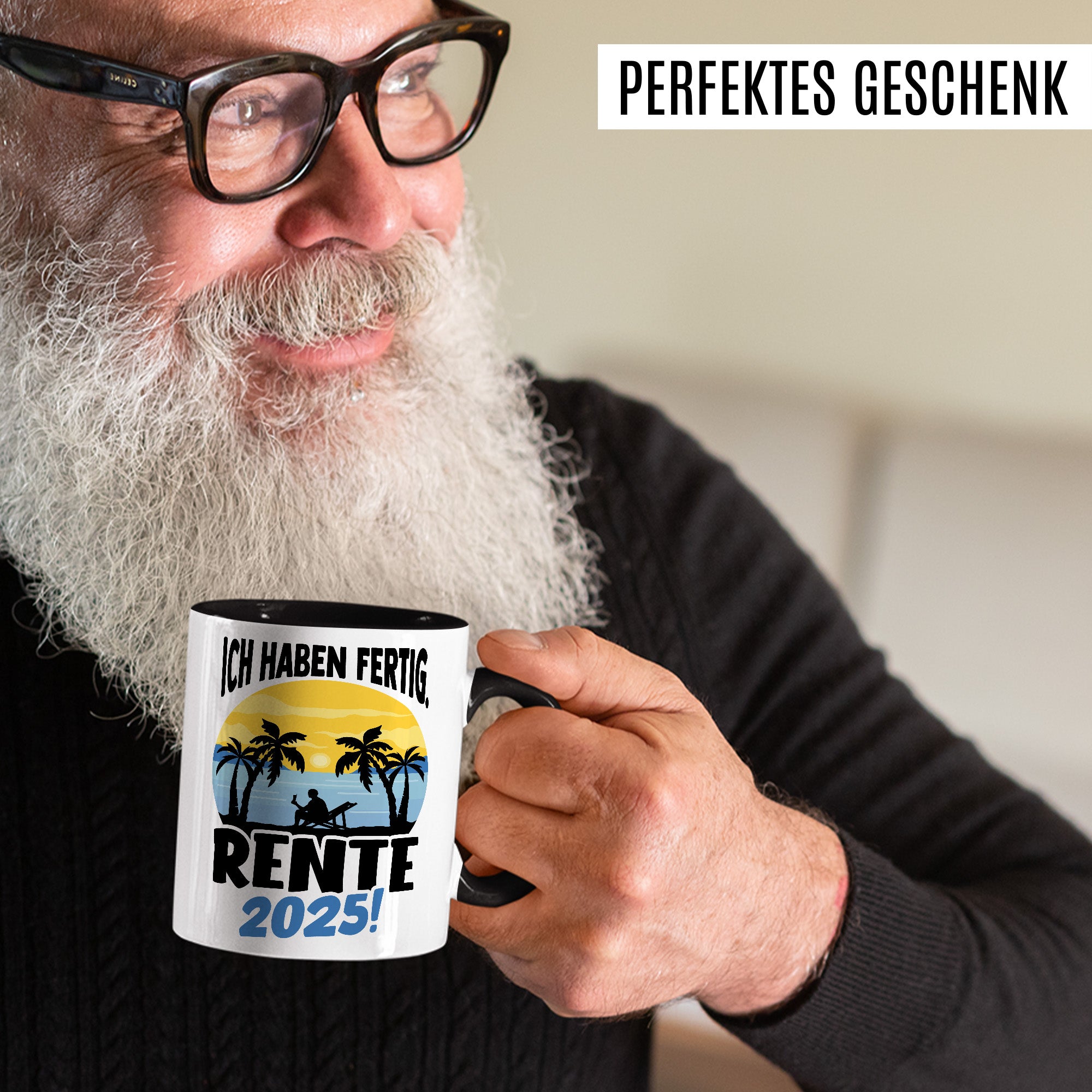 Personalisierte Rentner Tasse, Name haben fertig Rente 2025 Geschenk Geschenkidee Renteneintritt Kaffeetasse mit Spruch Pensionierung Kaffee-Becher Rentnergeschenk Ruhestand