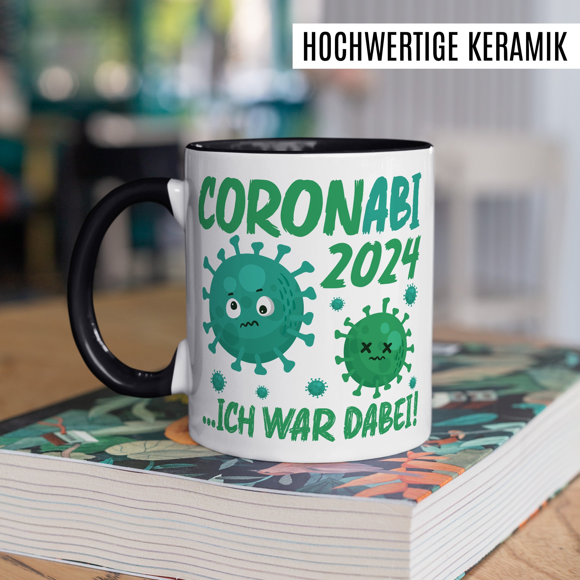 Abitur 2024 Tasse CoronABI Abitur Geschenk Jungs Mädchen lustig Abi Kaffeetasse für Abiturient Abiturientin zum Schul-Abschluss Deko Abiturgeschenk Kaffeebecher