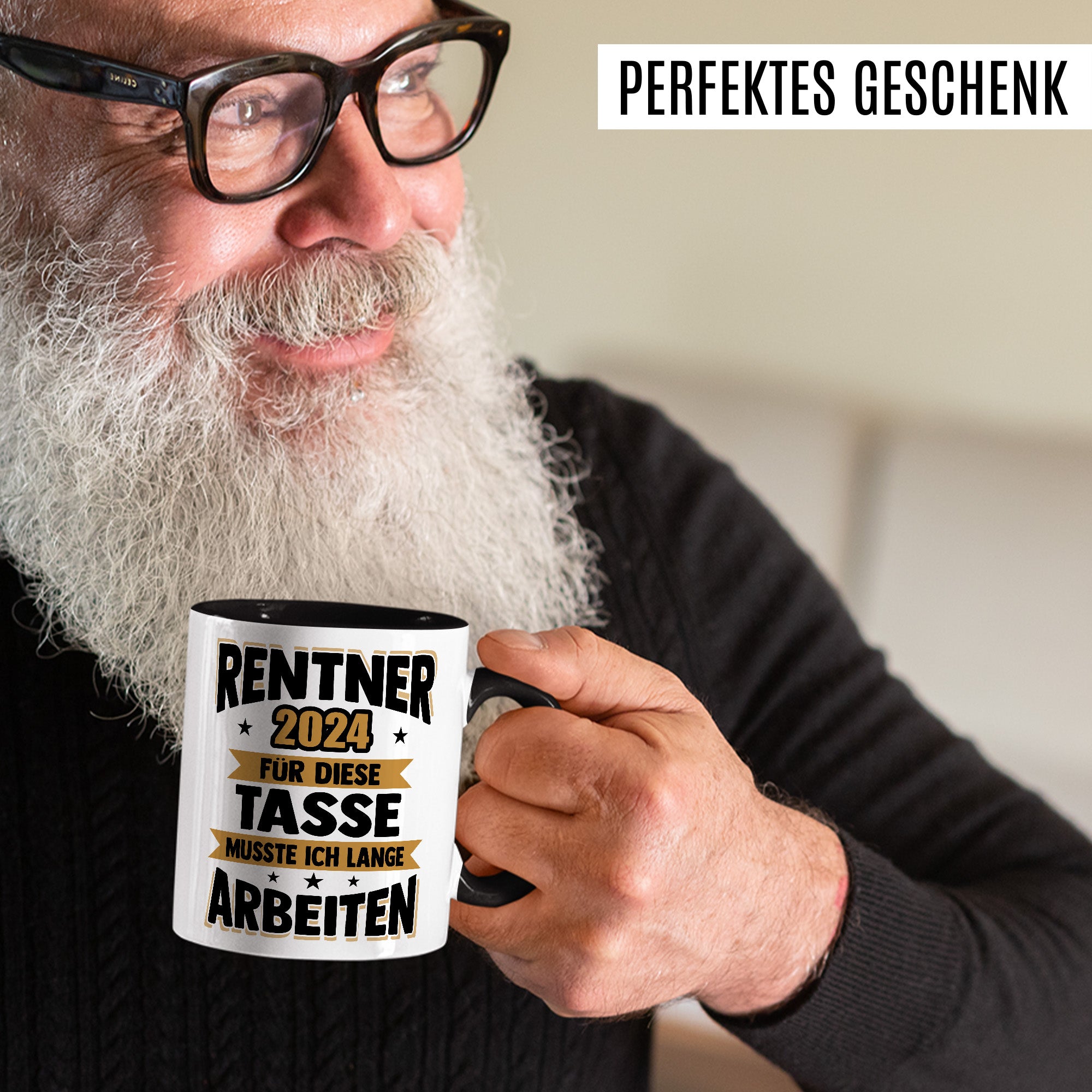 Tasse Rentner Geschenk Mann lustig - Rente 2024 Kollege Abschiedsgeschenk - Renteneintritt Abschied Ruhestand Geschenke für Männer Kaffee-Becher