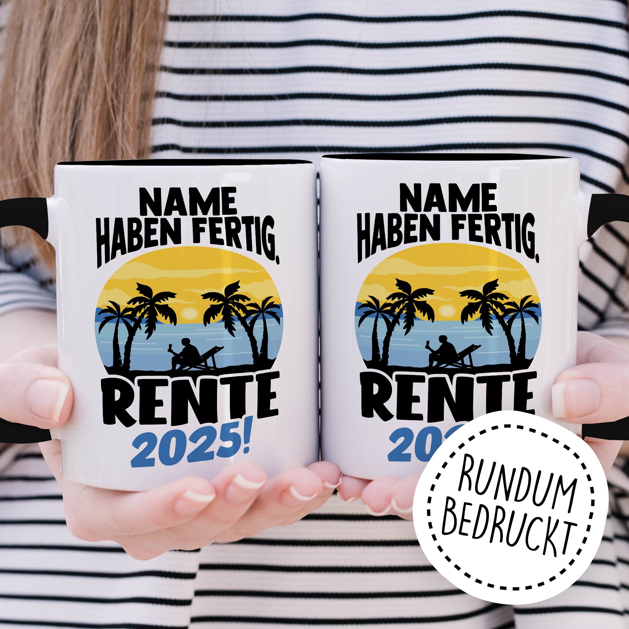 Personalisierte Rentner Tasse, Name haben fertig Rente 2025 Geschenk Geschenkidee Renteneintritt Kaffeetasse mit Spruch Pensionierung Kaffee-Becher Rentnergeschenk Ruhestand