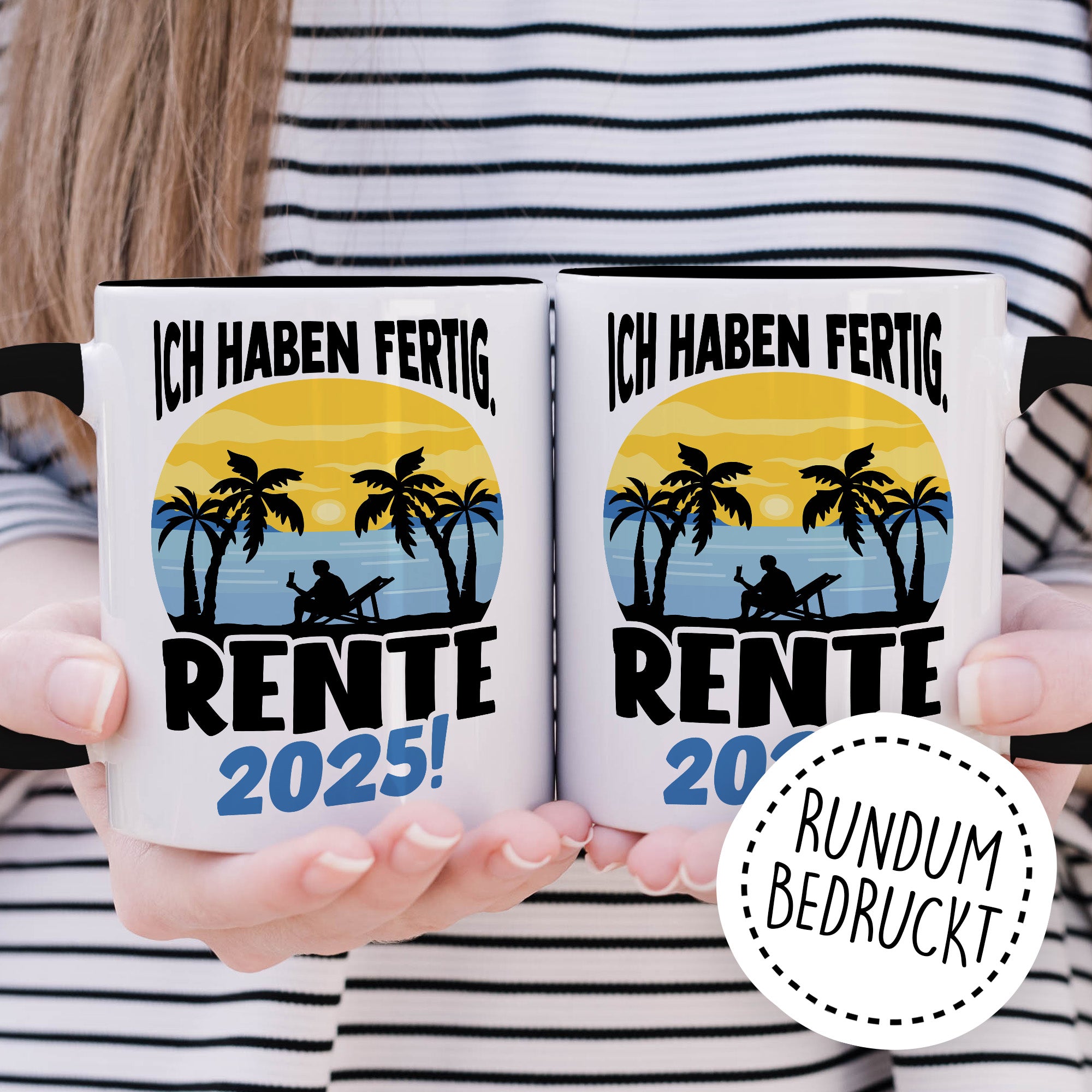 Personalisierte Rentner Tasse, Name haben fertig Rente 2025 Geschenk Geschenkidee Renteneintritt Kaffeetasse mit Spruch Pensionierung Kaffee-Becher Rentnergeschenk Ruhestand