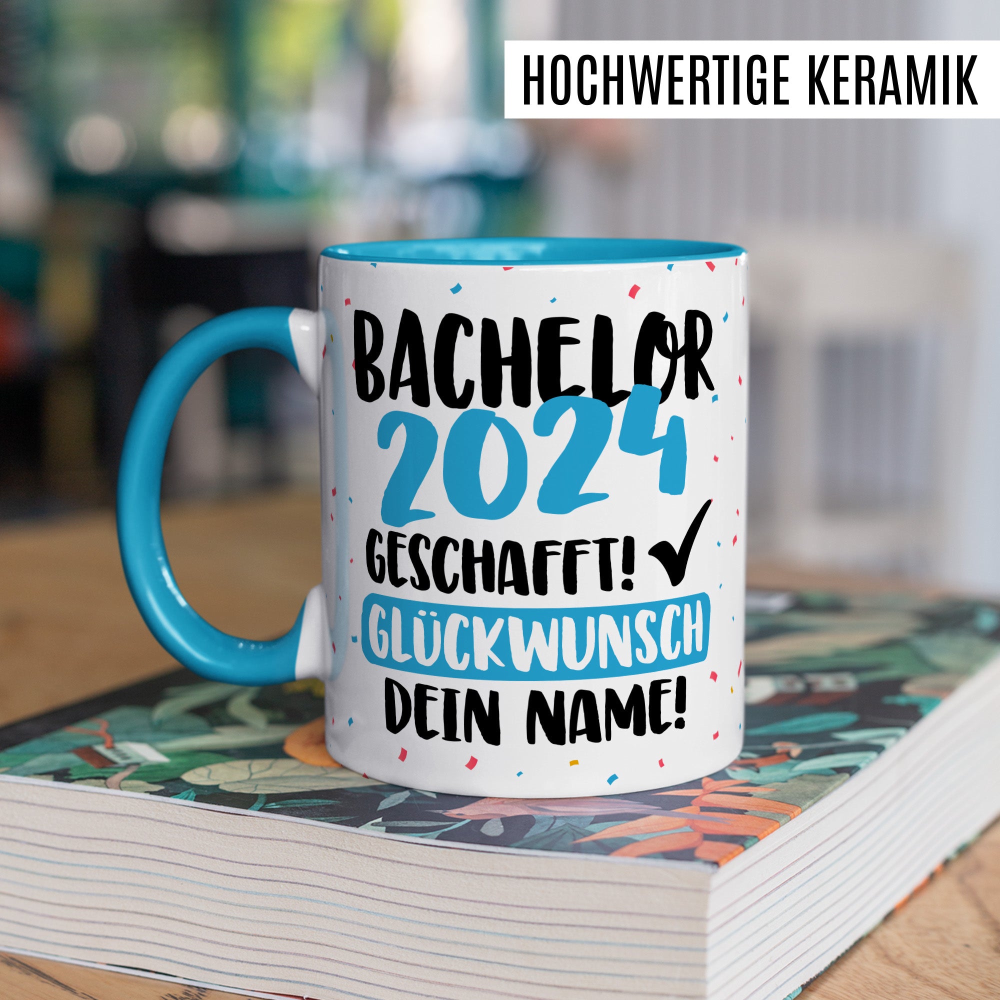 Tasse personalisiert Examen Geschenk Examen 2024 geschafft! - Glücwunsch dein Name Geschenkidee Kaffee-Becher Kaffeetasse Tasse mit Spruch pesonalisierbar eigener Name Schulabschluss