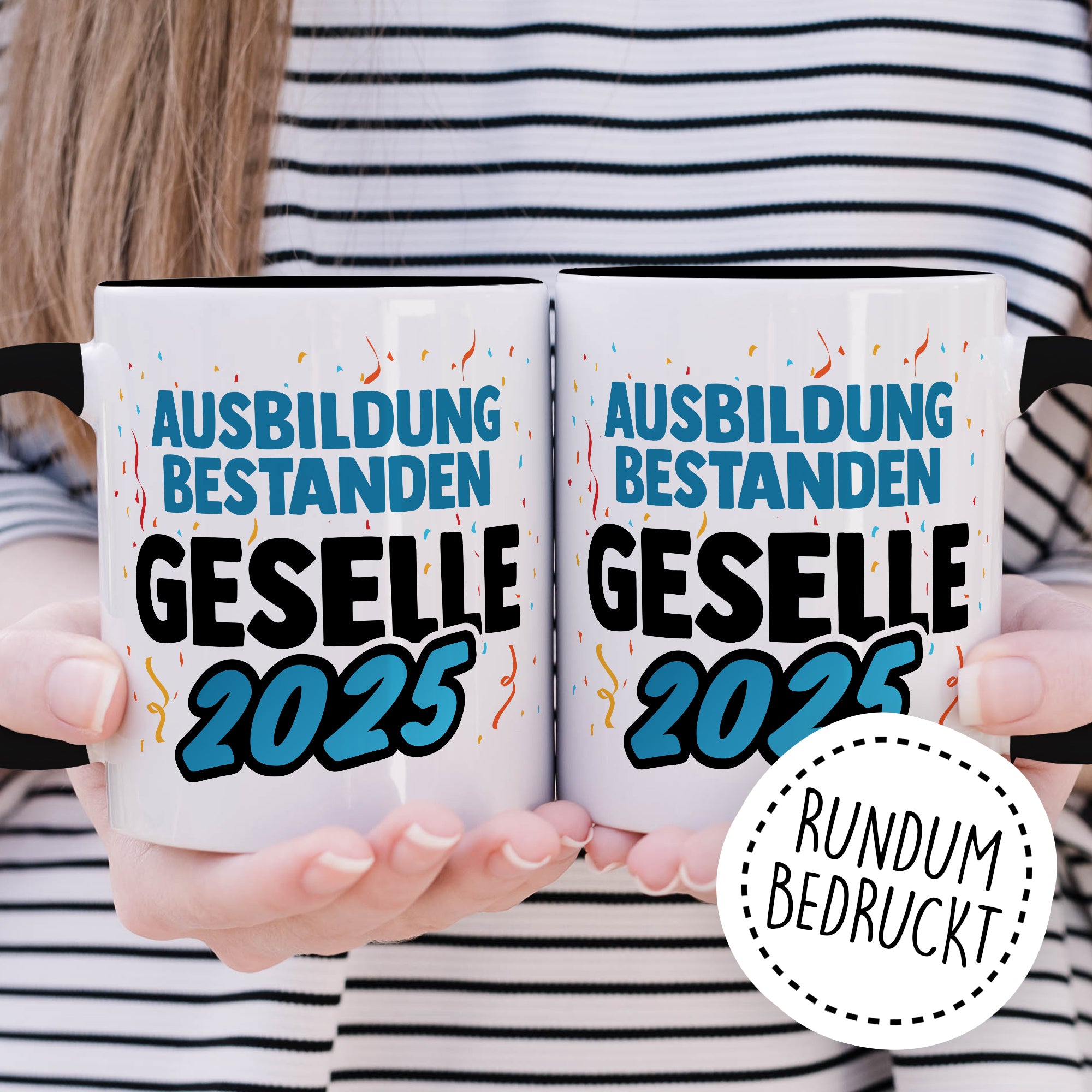 Tasse Geselle Geschenk, Ausbildung bestanden - Geselle 2025 Kaffeetasse mit Spruch Kaffee-Becher Abschied Lehrling Teetasse Glückwunsch Gratulation Ausbildungs-Abschluss