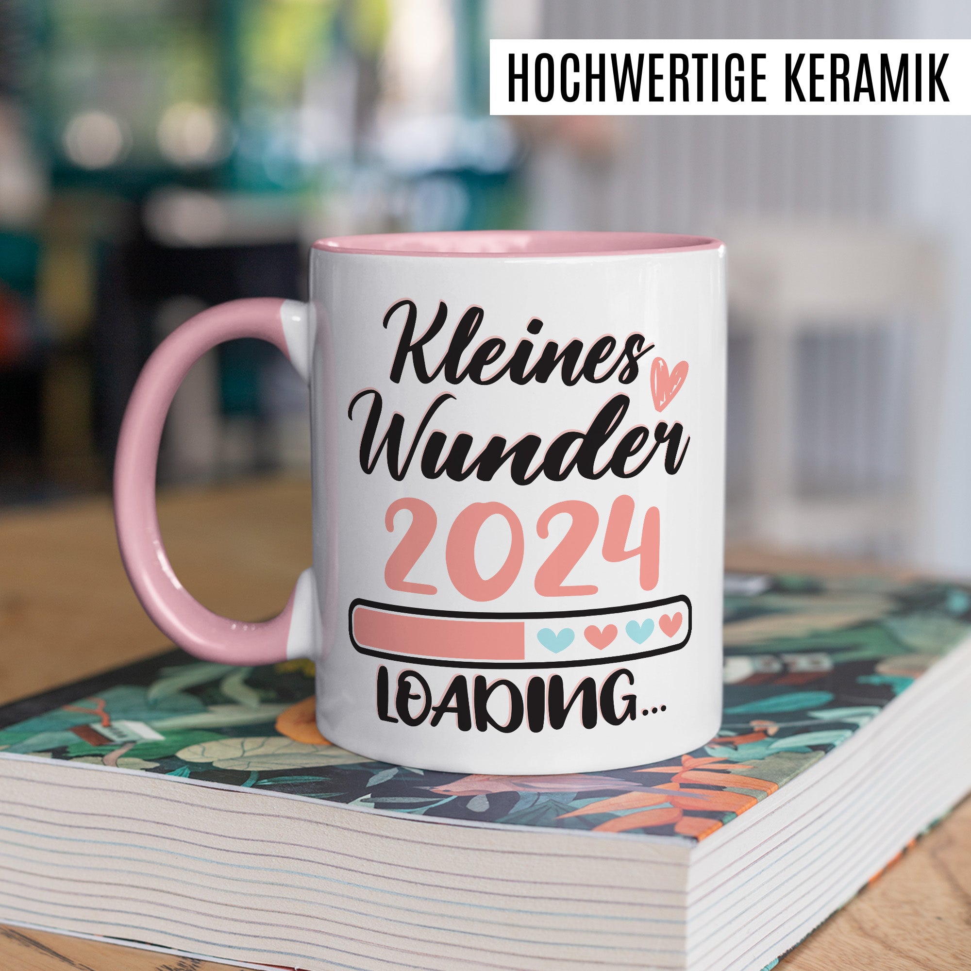 Schwangerschaft Tasse, Kleines Wunder 2024 Loading Geschenk Schwangere, schöner Spruch Geschenkidee werdende Mutter Opa Oma Freundin Geschenkidee