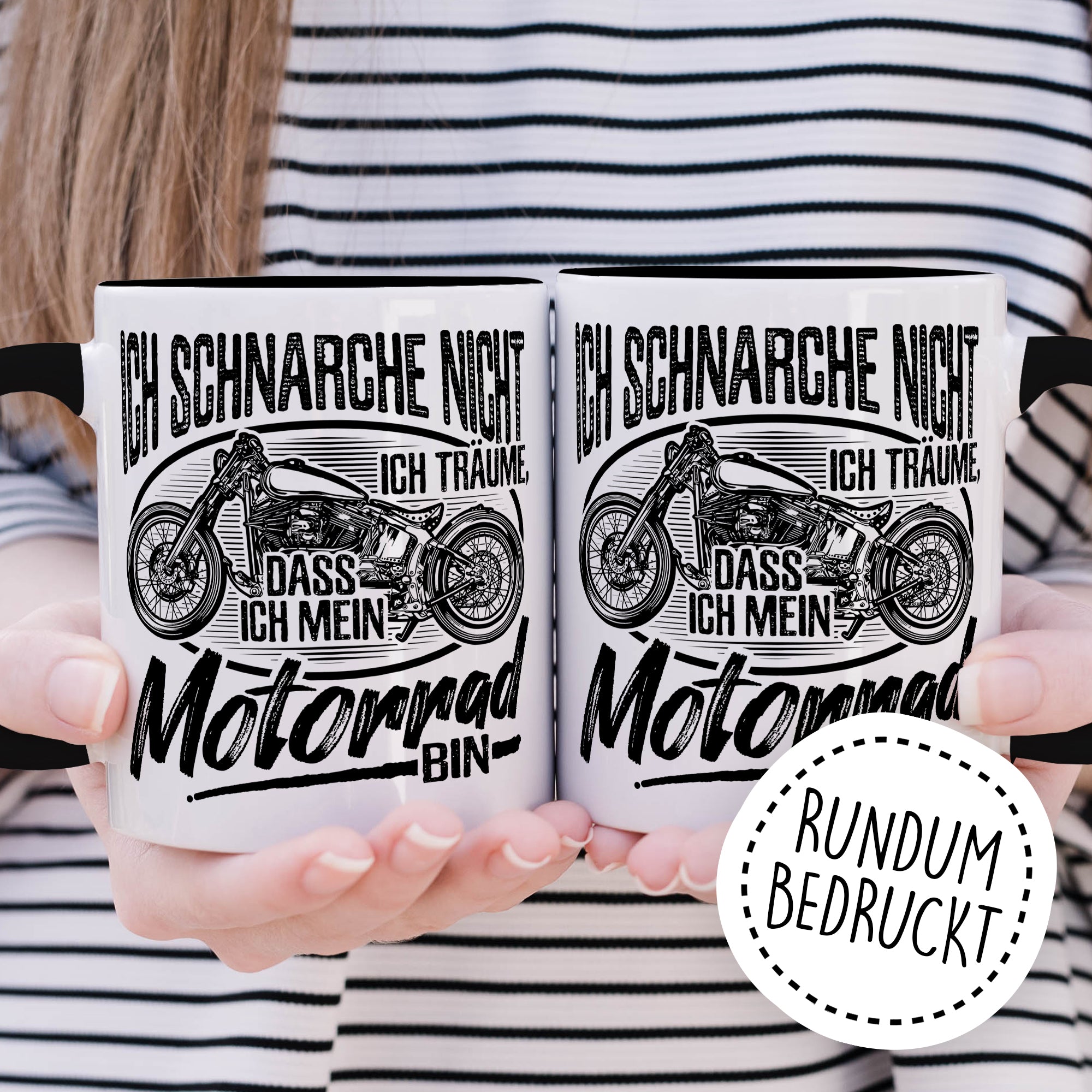 Motorrad Tasse mit Spruch, Ich schnarche nicht - Ich träume, dass Ich mein Motorrad bin, Biker Geschenk lustig Geschenkidee Kaffeetasse Motorradfahrer Motorradfahrerin Kaffee-Becher