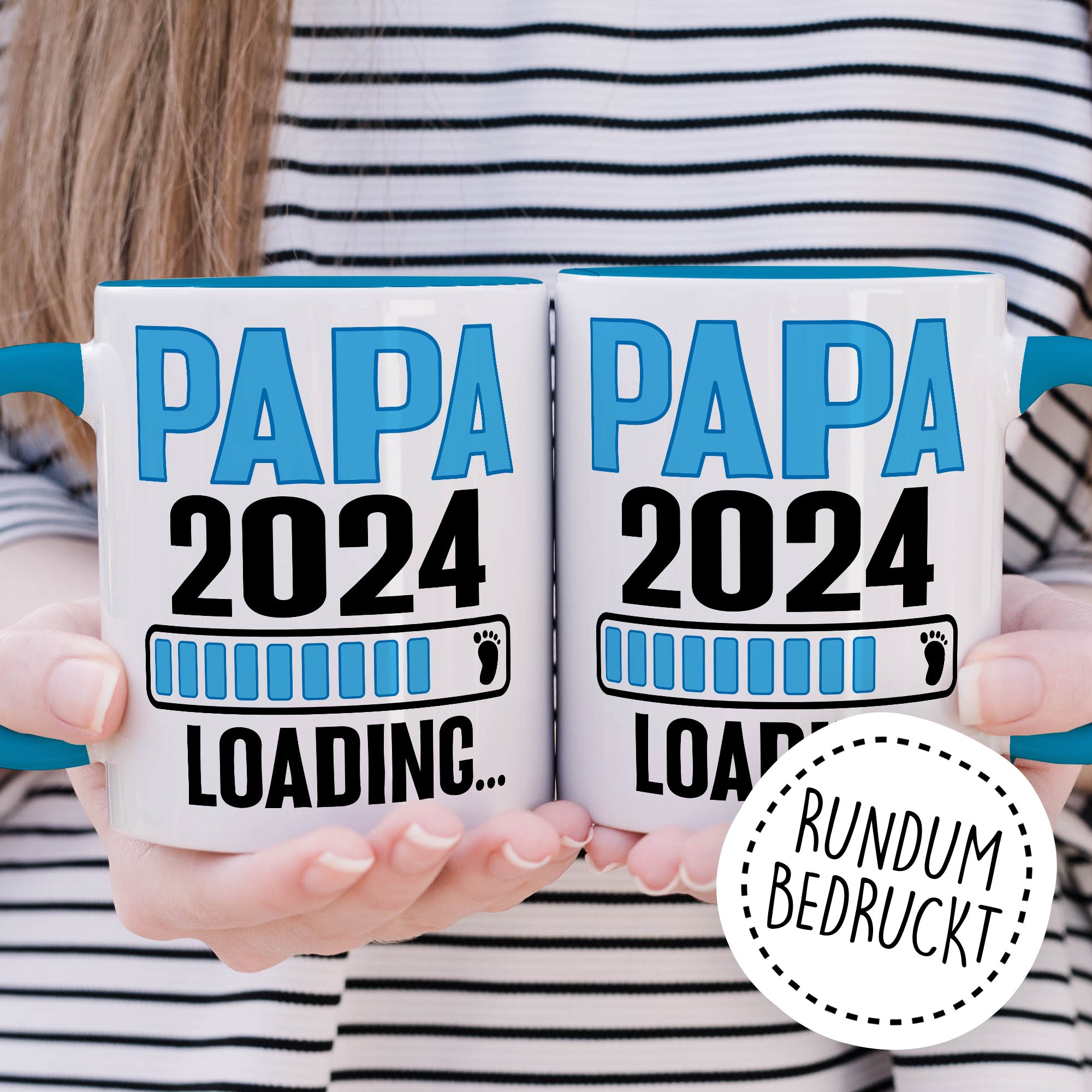 Schwangerschaft Tasse, Papa 2024 Loading..., Geschenk werdender Papa, schöner Spruch Geschenkidee werdender Vater Kaffeetasse, Papa 2024 Geschenk