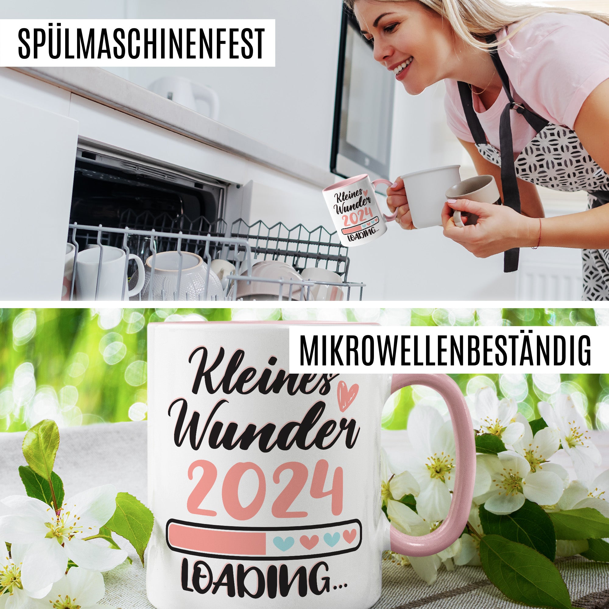 Schwangerschaft Tasse, Kleines Wunder 2024 Loading Geschenk Schwangere, schöner Spruch Geschenkidee werdende Mutter Opa Oma Freundin Geschenkidee