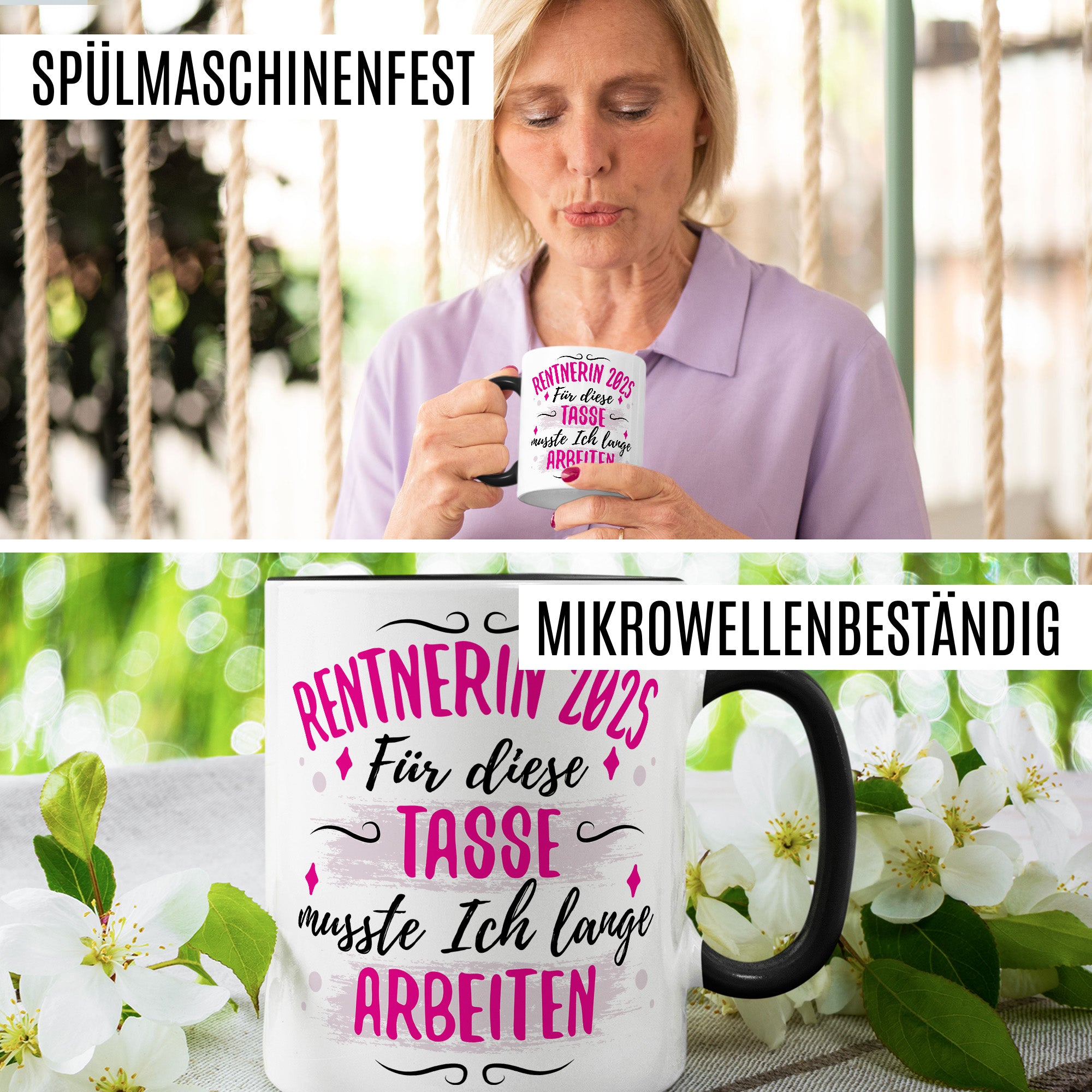 Tasse Rentnerin 2025 lustig - Geschenk zur Rente Frau Kollegin Abschiedsgeschenk - Renteneintritt Rentenbeginn Abschied Pensionierung Ruhestand Geschenke für Frauen Kaffee-Becher
