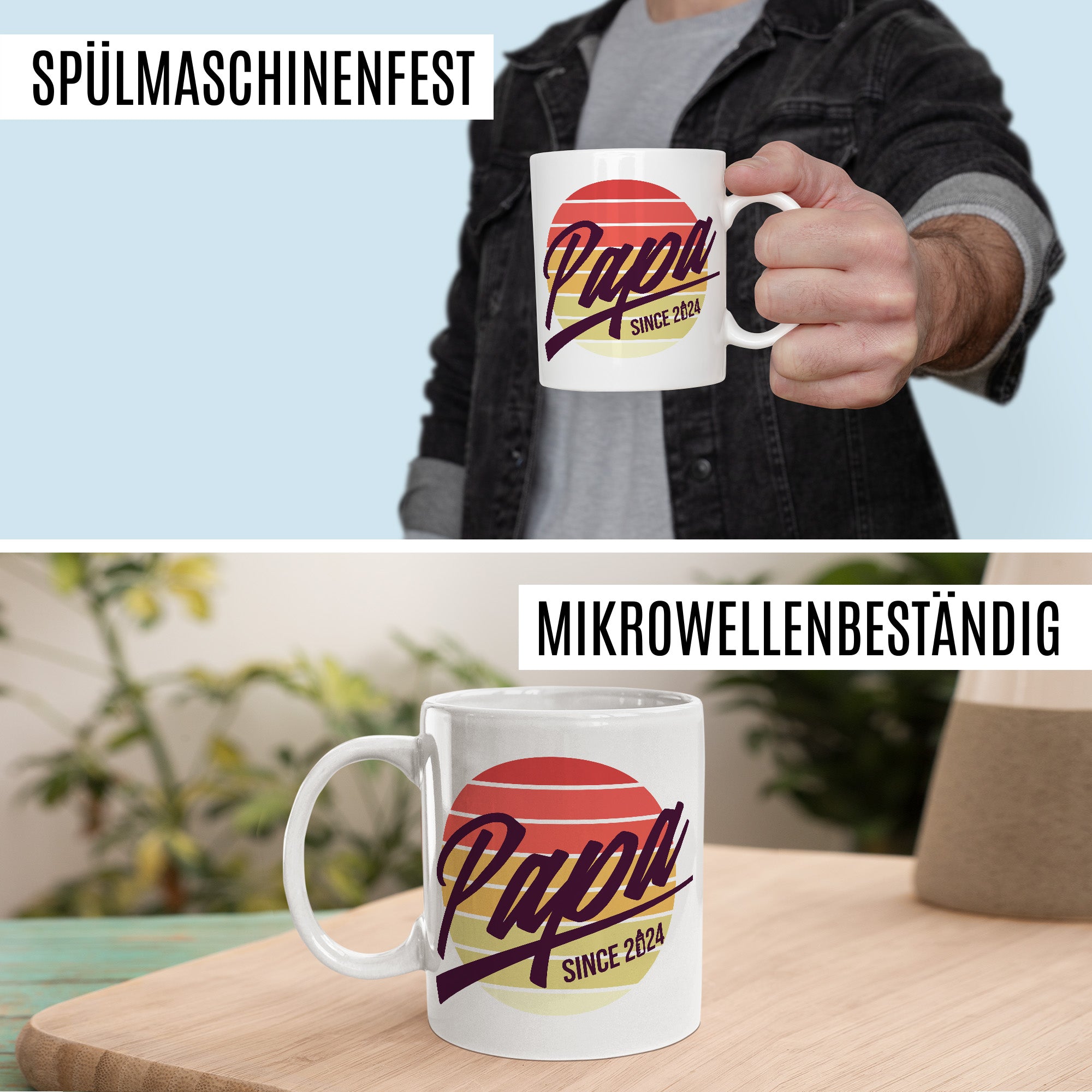 Papa Tasse, Papa - Since 2024, Geschenk Ehemann, Geschenkidee frischer Vater, frischgebackener Papa 2024 Geschenk Geburt Baby