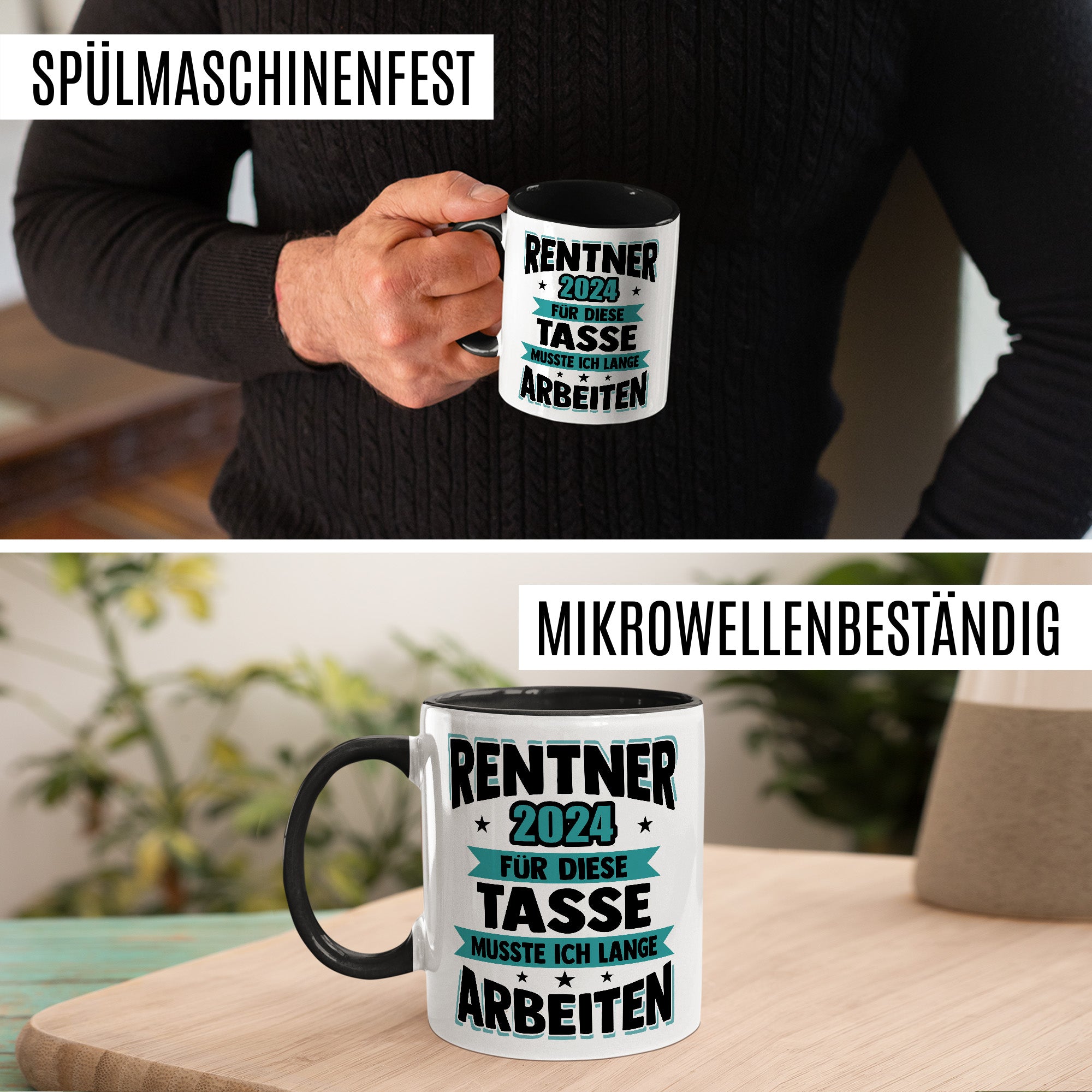 Tasse Rentner Geschenk Mann lustig - Rente 2024 Kollege Abschiedsgeschenk - Renteneintritt Abschied Ruhestand Geschenke für Männer Kaffee-Becher