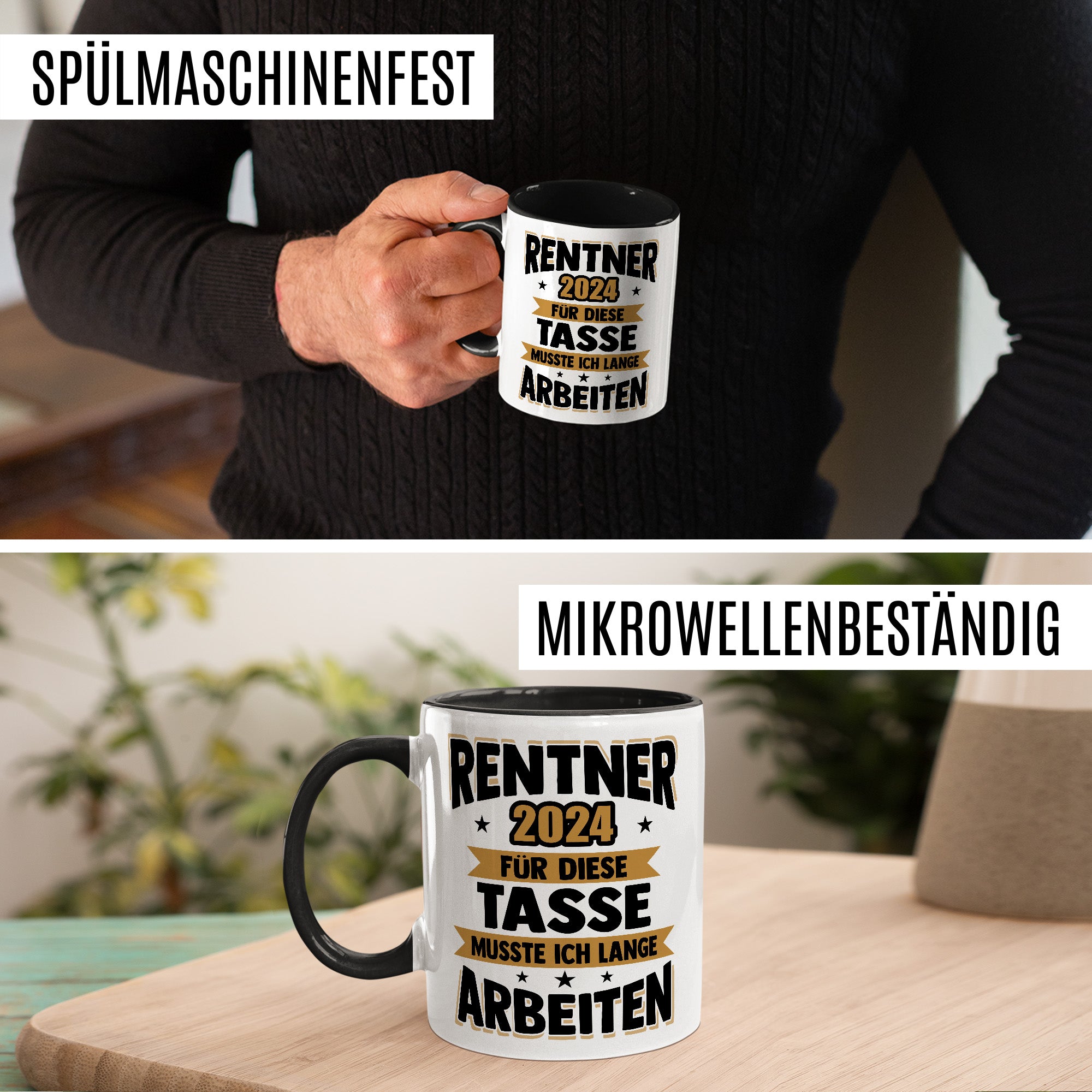 Tasse Rentner Geschenk Mann lustig - Rente 2024 Kollege Abschiedsgeschenk - Renteneintritt Abschied Ruhestand Geschenke für Männer Kaffee-Becher