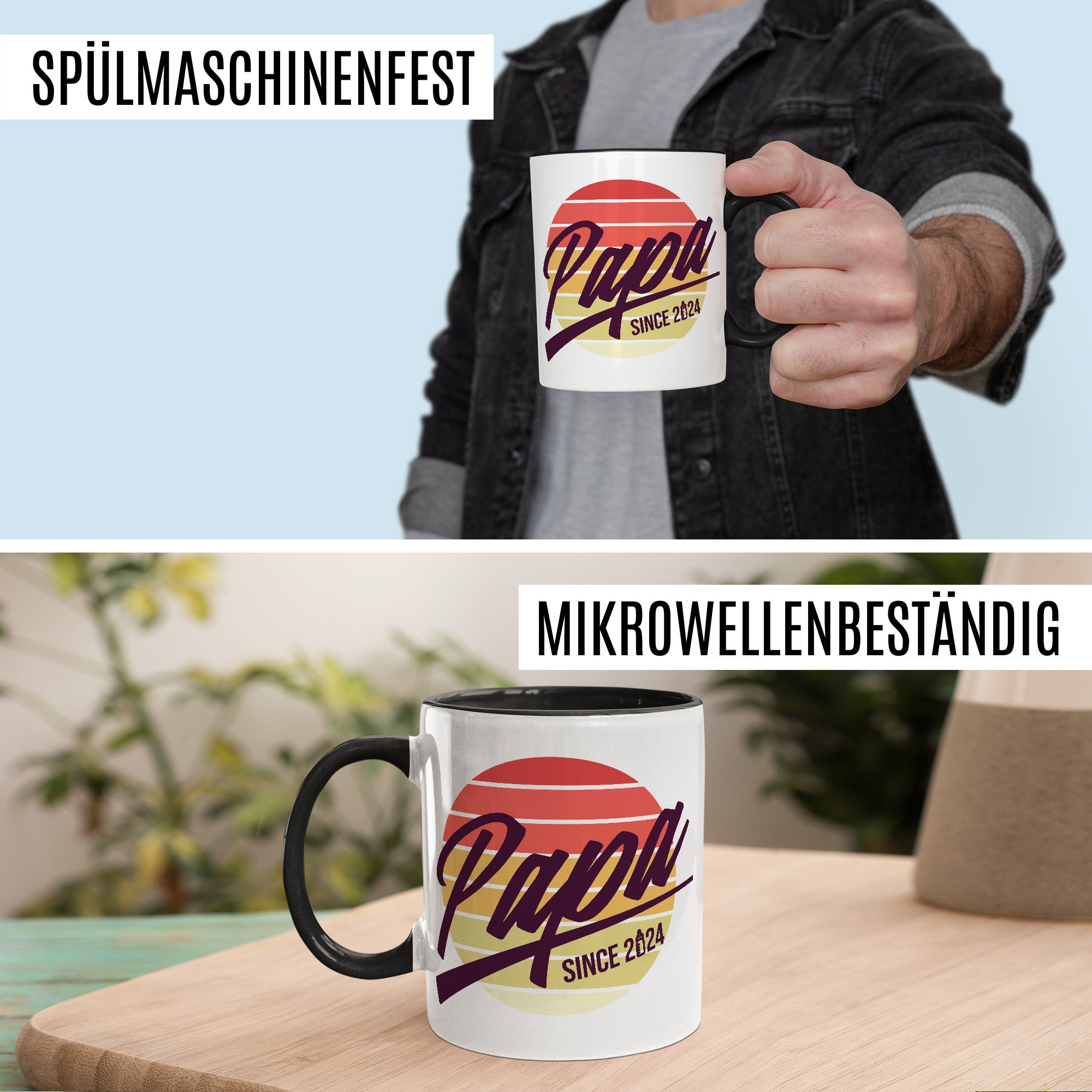 Papa Tasse, Papa - Since 2024, Geschenk Ehemann, Geschenkidee frischer Vater, frischgebackener Papa 2024 Geschenk Geburt Baby