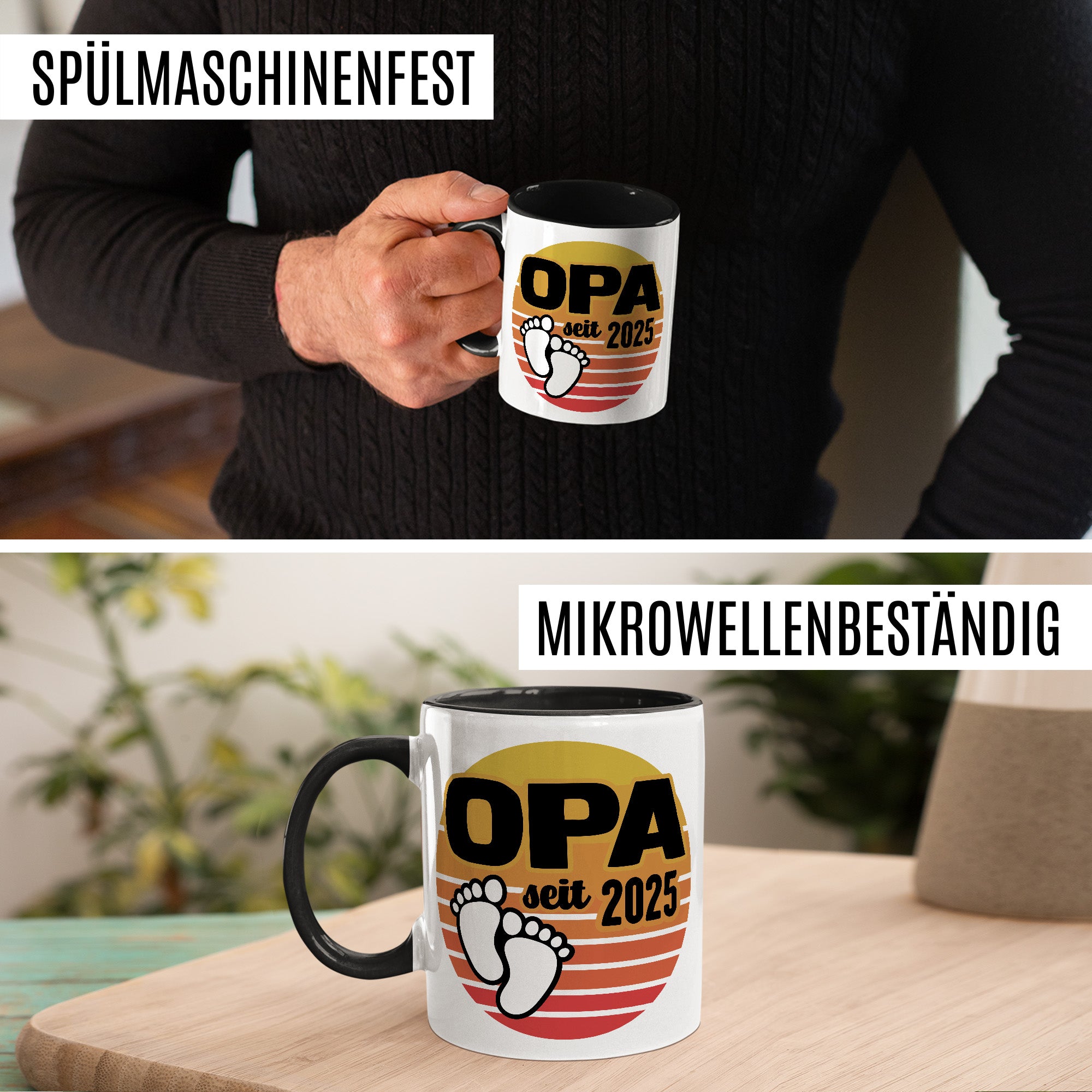 Opa Tasse, Opa - Since 2025, Geschenk Großvater, Geschenkidee frischer Großvater, frischgebackener Opa 2025 Geschenk Geburt Baby Enkelkind