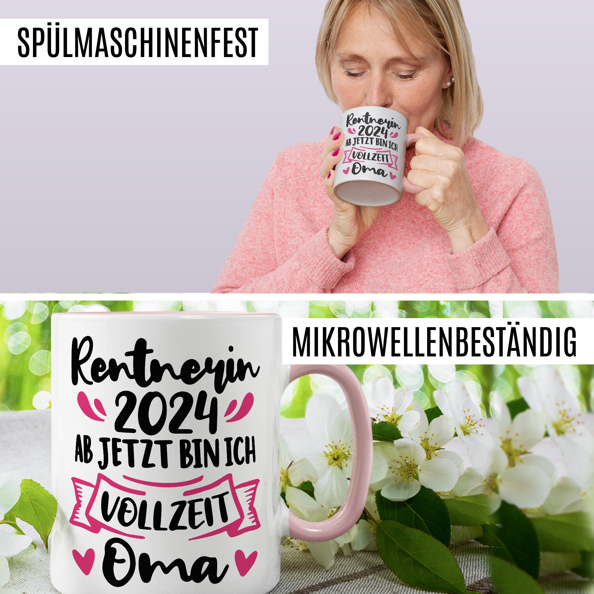 Tasse Rentnerin 2024 mit Spruch: "Vollzeit Oma"