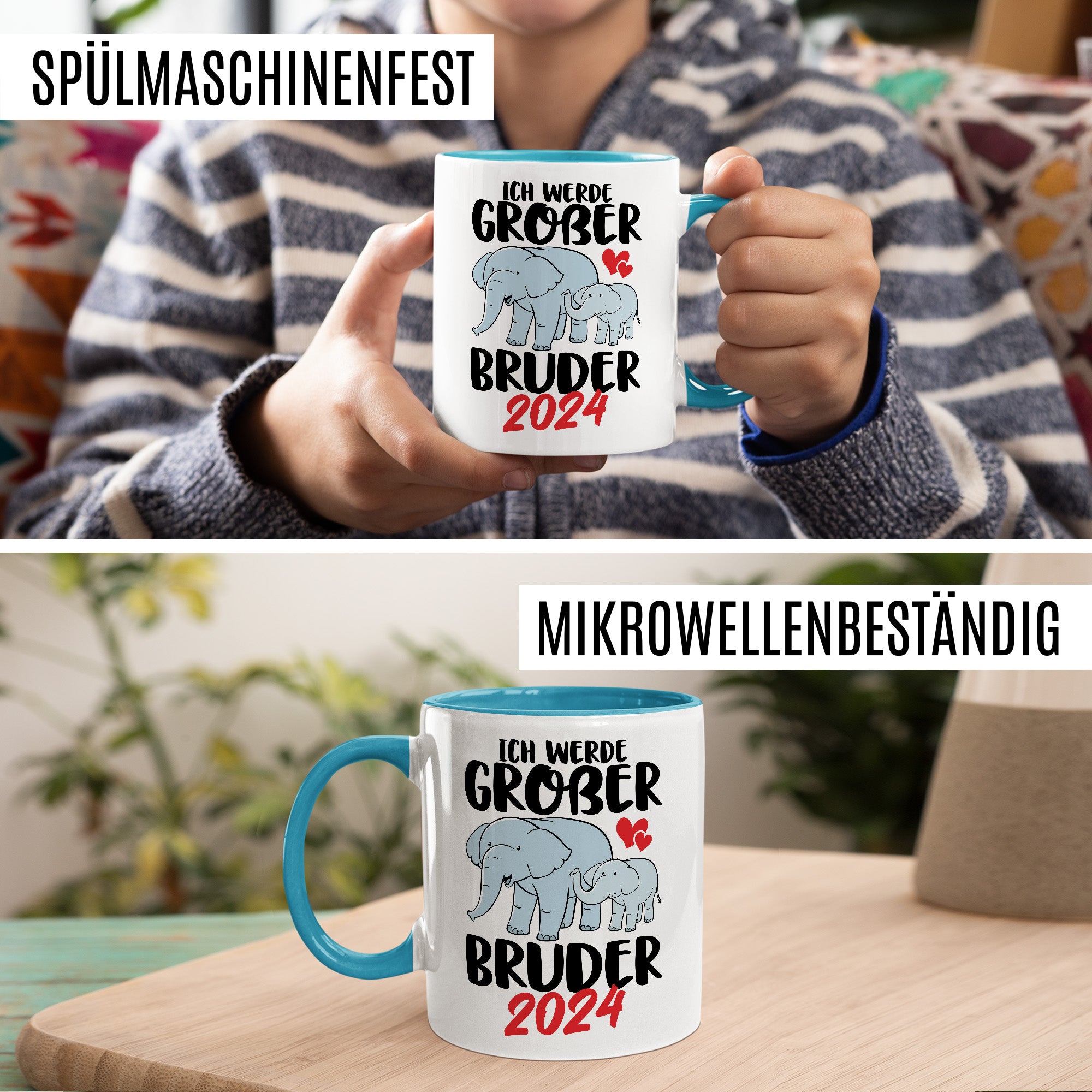 Bruder Tasse 2024 Geschenkidee Einhorn Kakaobecher Geschenk für Geschwister Kakaotasse Kinder Becher