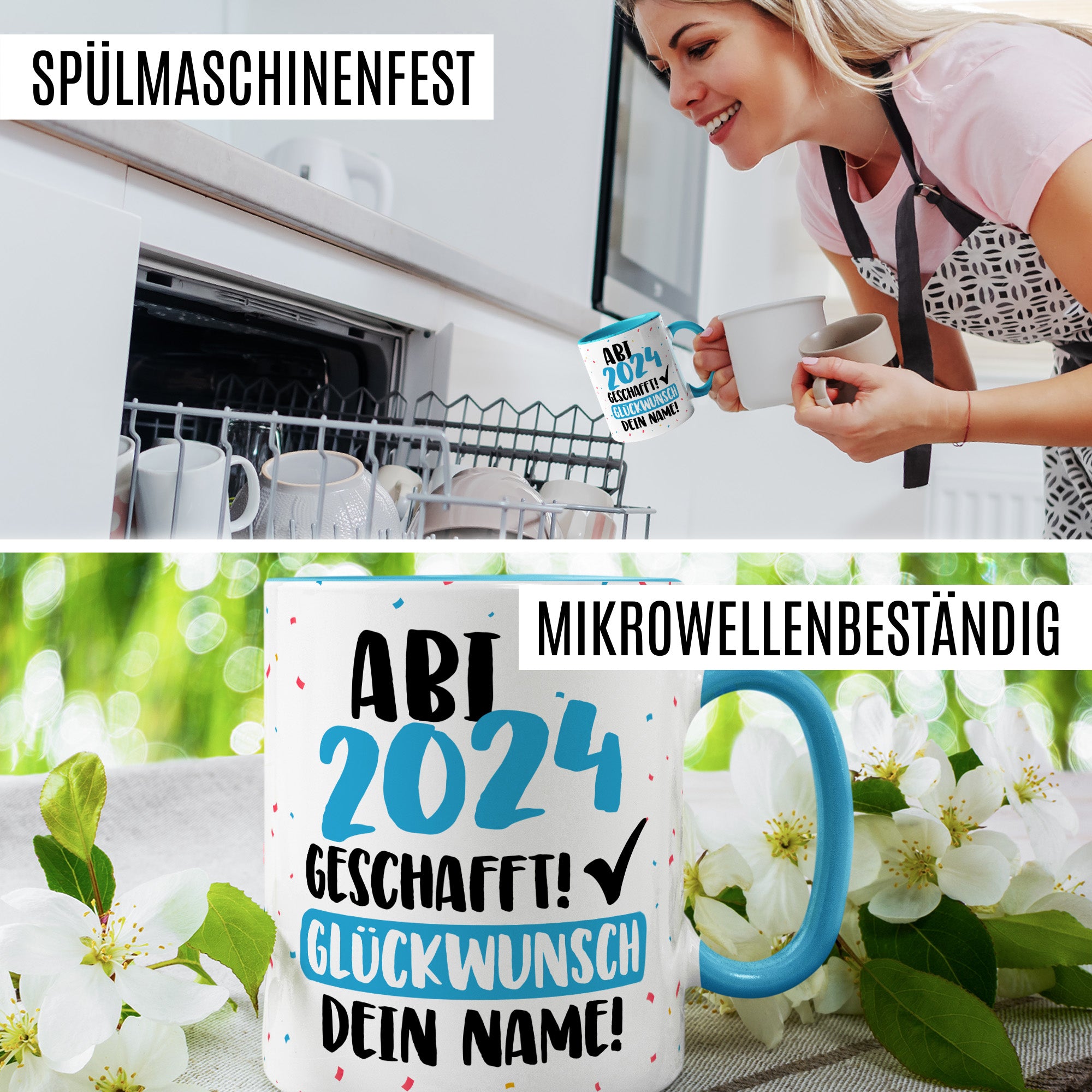 Tasse personalisiert Examen Geschenk Examen 2024 geschafft! - Glücwunsch dein Name Geschenkidee Kaffee-Becher Kaffeetasse Tasse mit Spruch pesonalisierbar eigener Name Schulabschluss