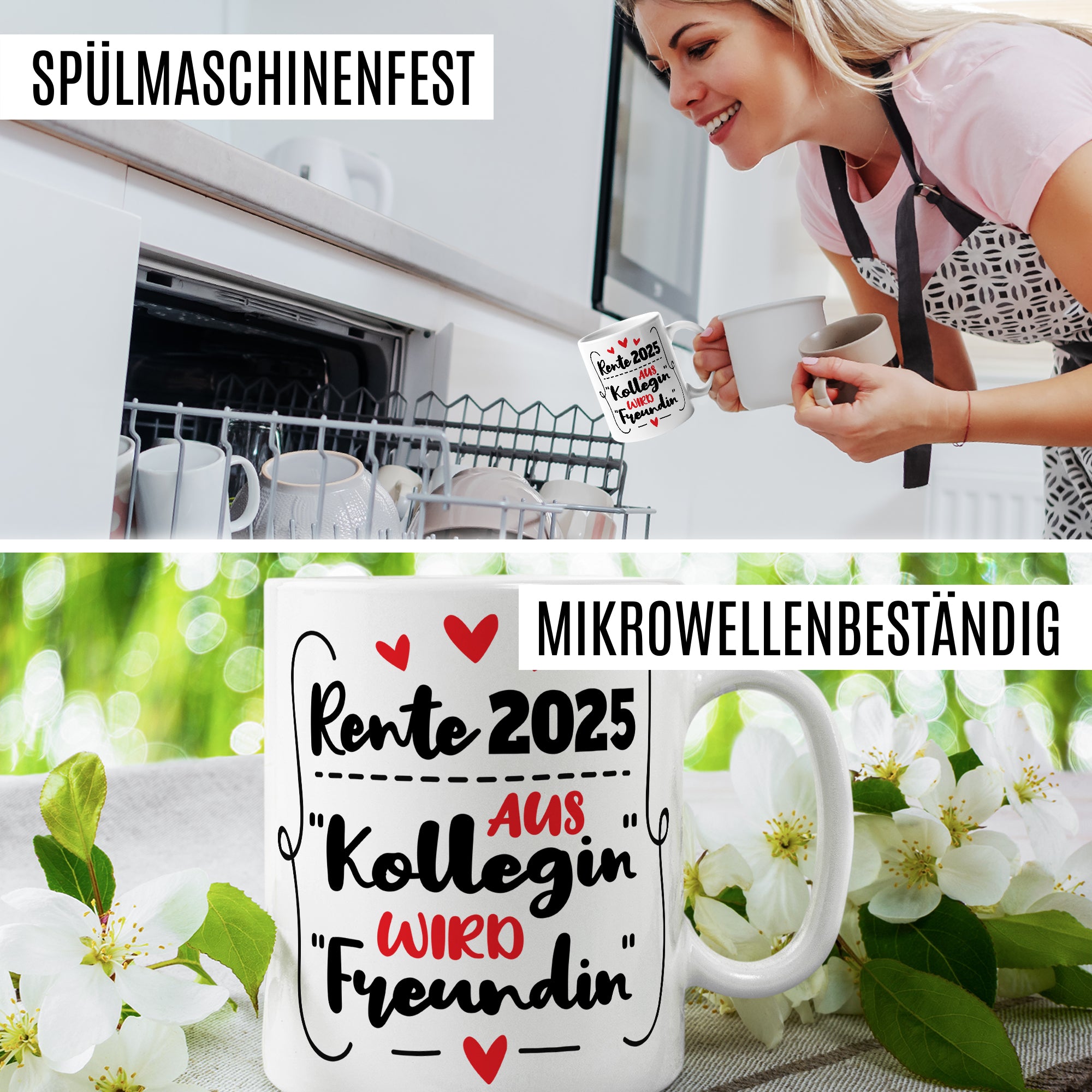 Tasse Kollegin Abschiedsgeschenk Rente - Kolleginnen Freundinnen Geschenk zur Rente 2025 Arbeitskollegin Abschied Verabschiedung Renteneintritt Ruhestand Geschenkidee Kaffee-Becher