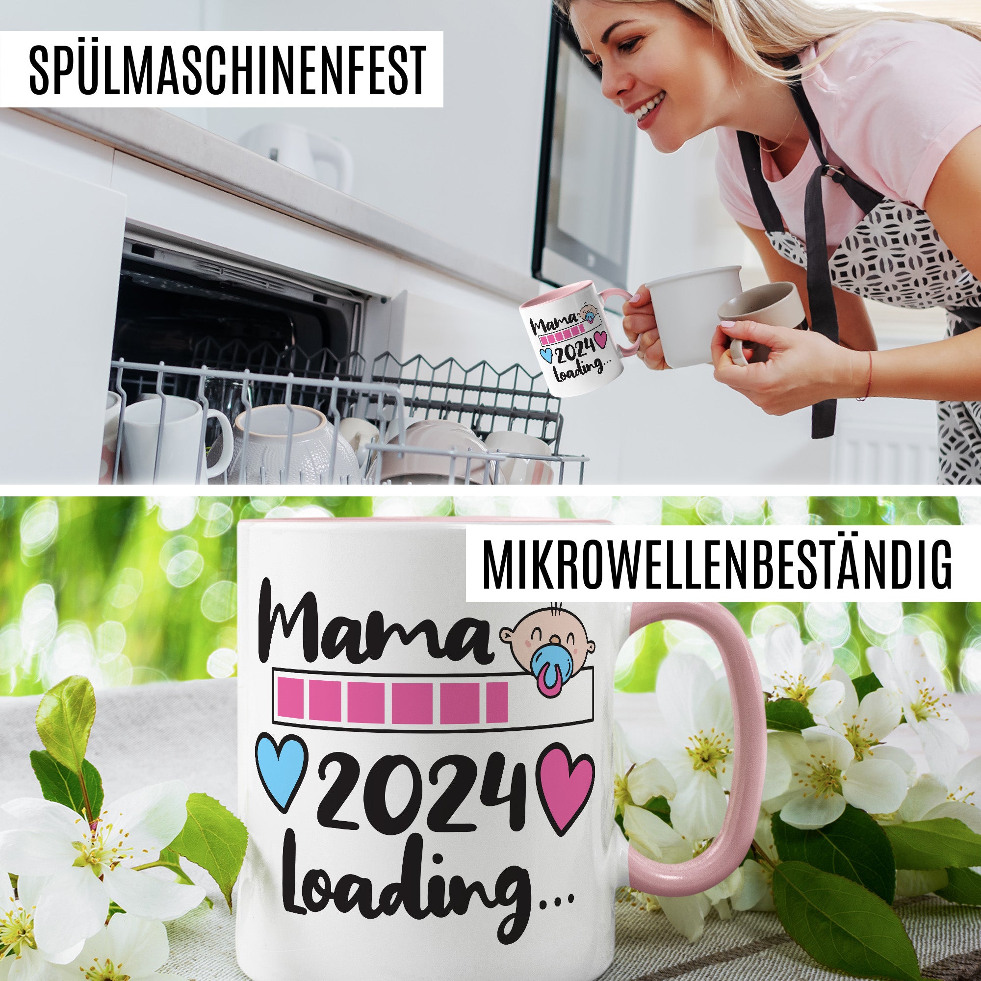 Tasse Mama 2024 Loading - Geschenk Schwangerschaft Tasse - Geschenk-Idee Schwanger werdende Mutter Kaffee-Becher