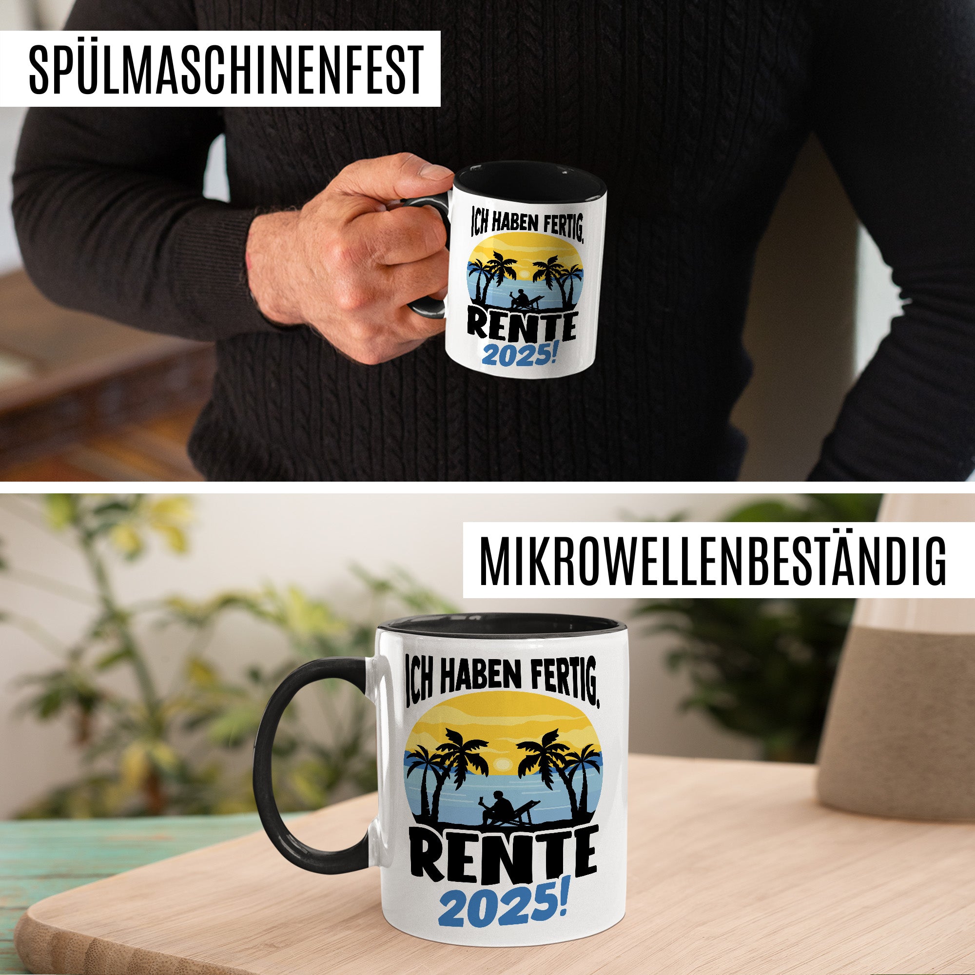 Personalisierte Rentner Tasse, Name haben fertig Rente 2025 Geschenk Geschenkidee Renteneintritt Kaffeetasse mit Spruch Pensionierung Kaffee-Becher Rentnergeschenk Ruhestand