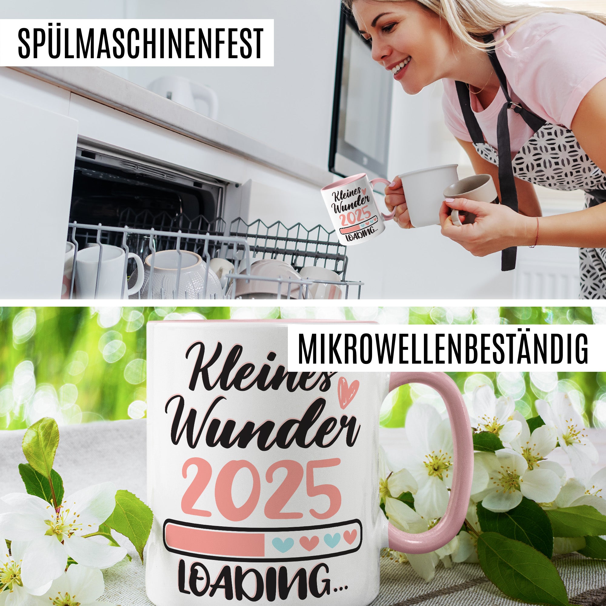 Schwangerschaft Tasse, Kleines Wunder 2025 Loading Geschenk Schwangere, schöner Spruch Geschenkidee werdende Mutter Opa Oma Freundin Geschenkidee