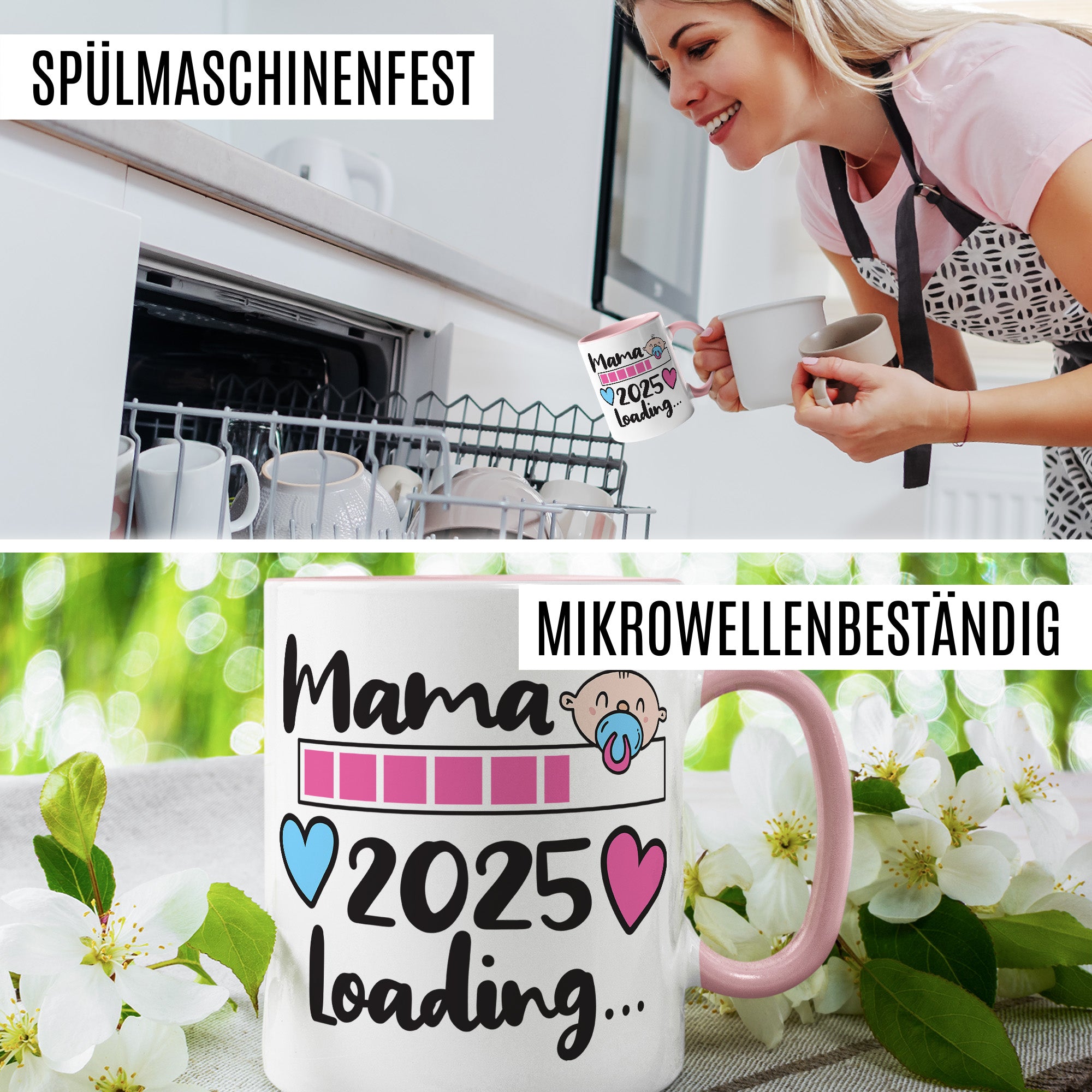 Tasse Mama 2025 Loading - Geschenk Schwangerschaft Tasse - Geschenk-Idee Schwanger werdende Mutter Kaffee-Becher