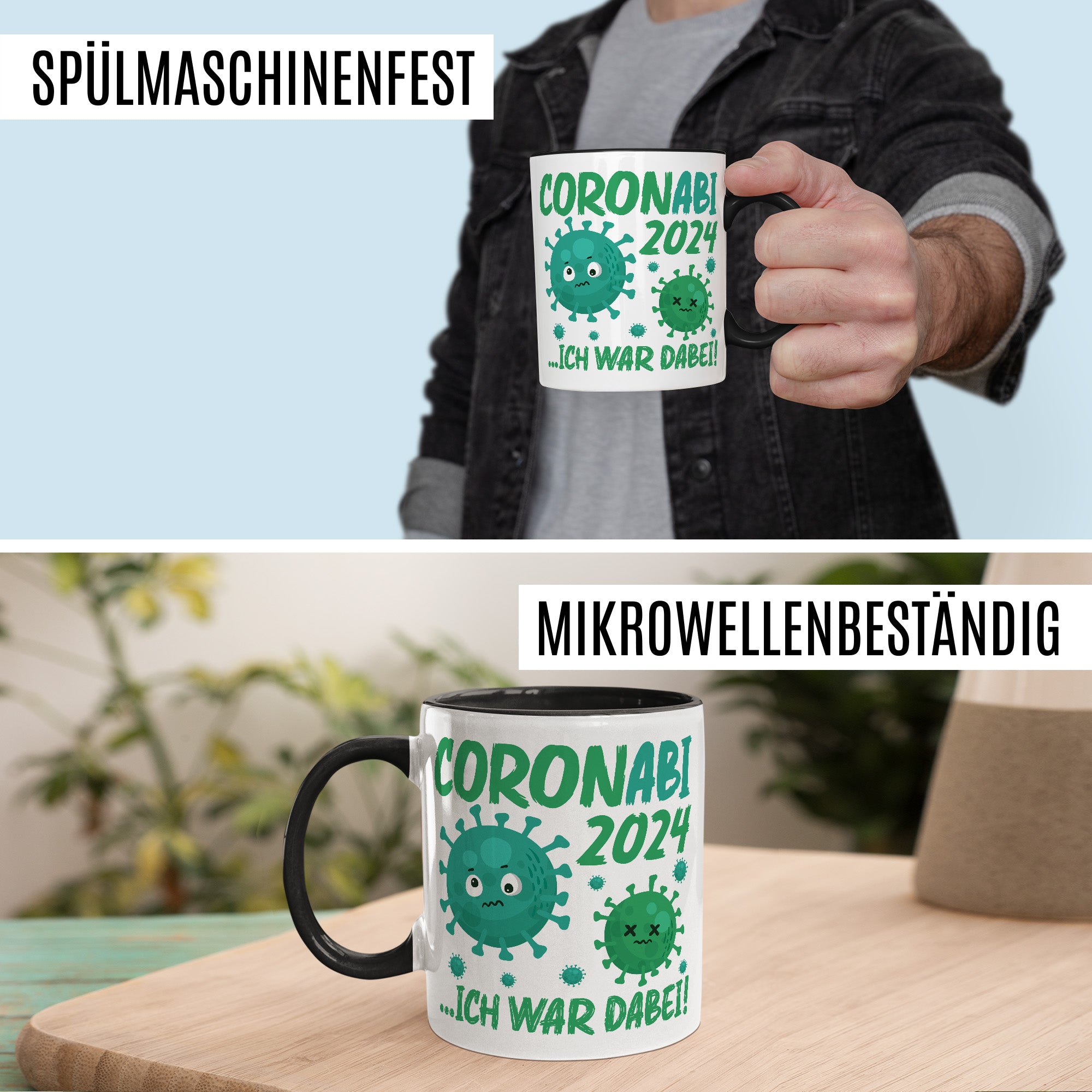 Abitur 2024 Tasse CoronABI Abitur Geschenk Jungs Mädchen lustig Abi Kaffeetasse für Abiturient Abiturientin zum Schul-Abschluss Deko Abiturgeschenk Kaffeebecher