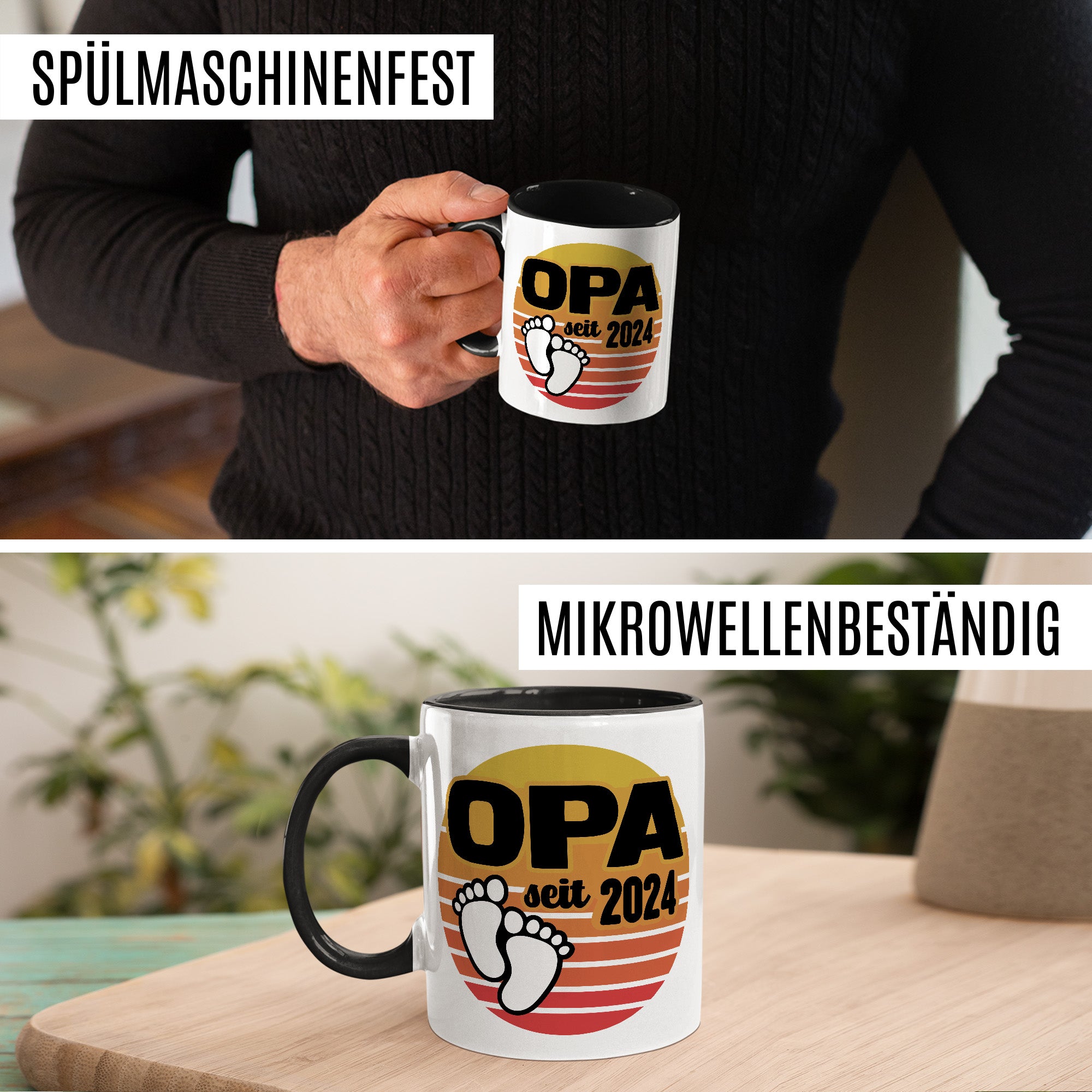 Opa Tasse, Opa - Since 2024, Geschenk Großvater, Geschenkidee frischer Großvater, frischgebackener Opa 2024 Geschenk Geburt Baby Enkelkind