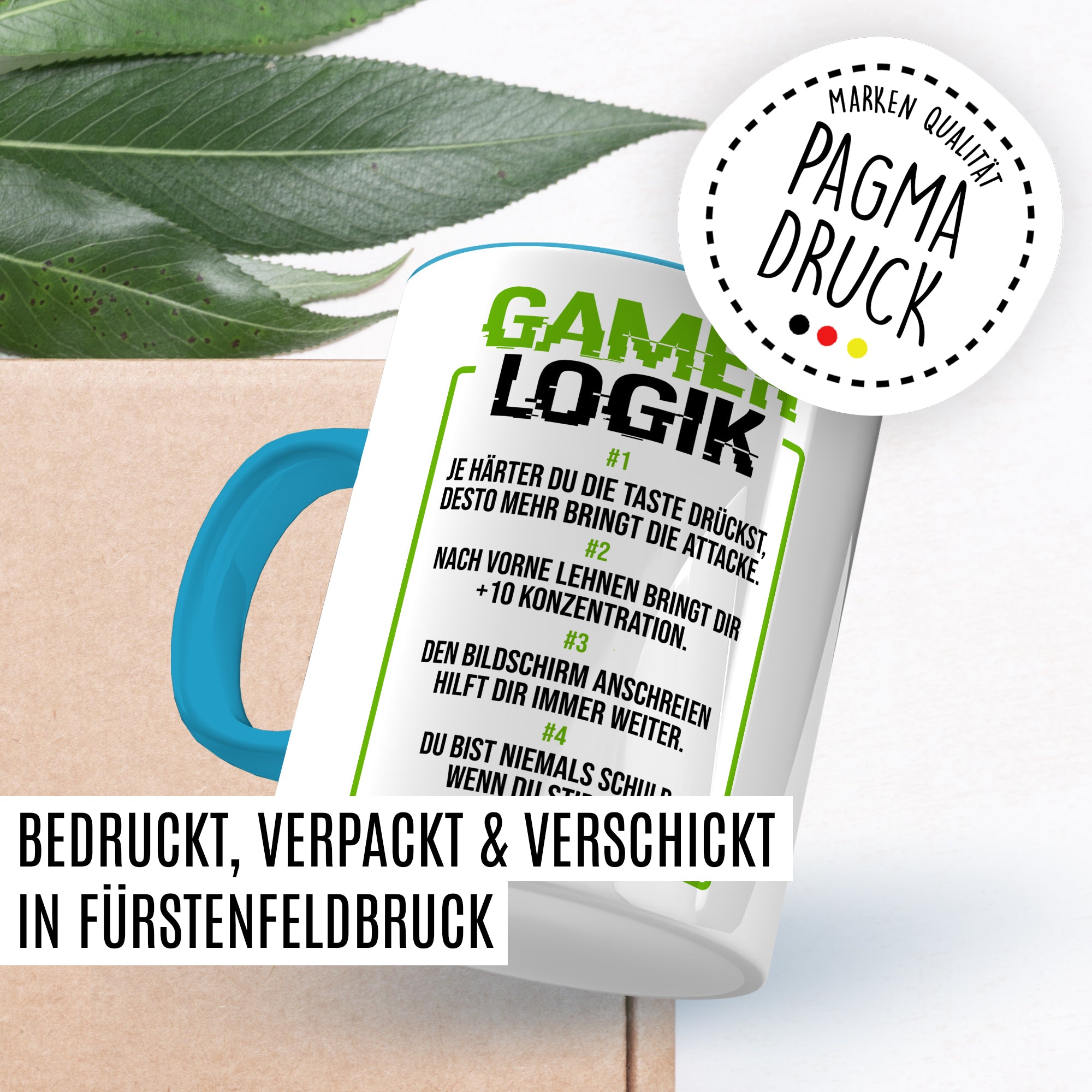 Geschenk Tasse Zocker, Gamer Logik Kaffeetasse für Computerspieler Kaffee-Becher Geschenkidee Teetasse mit Spurch lustig zocken Computer-Spiele Nerd Gaming