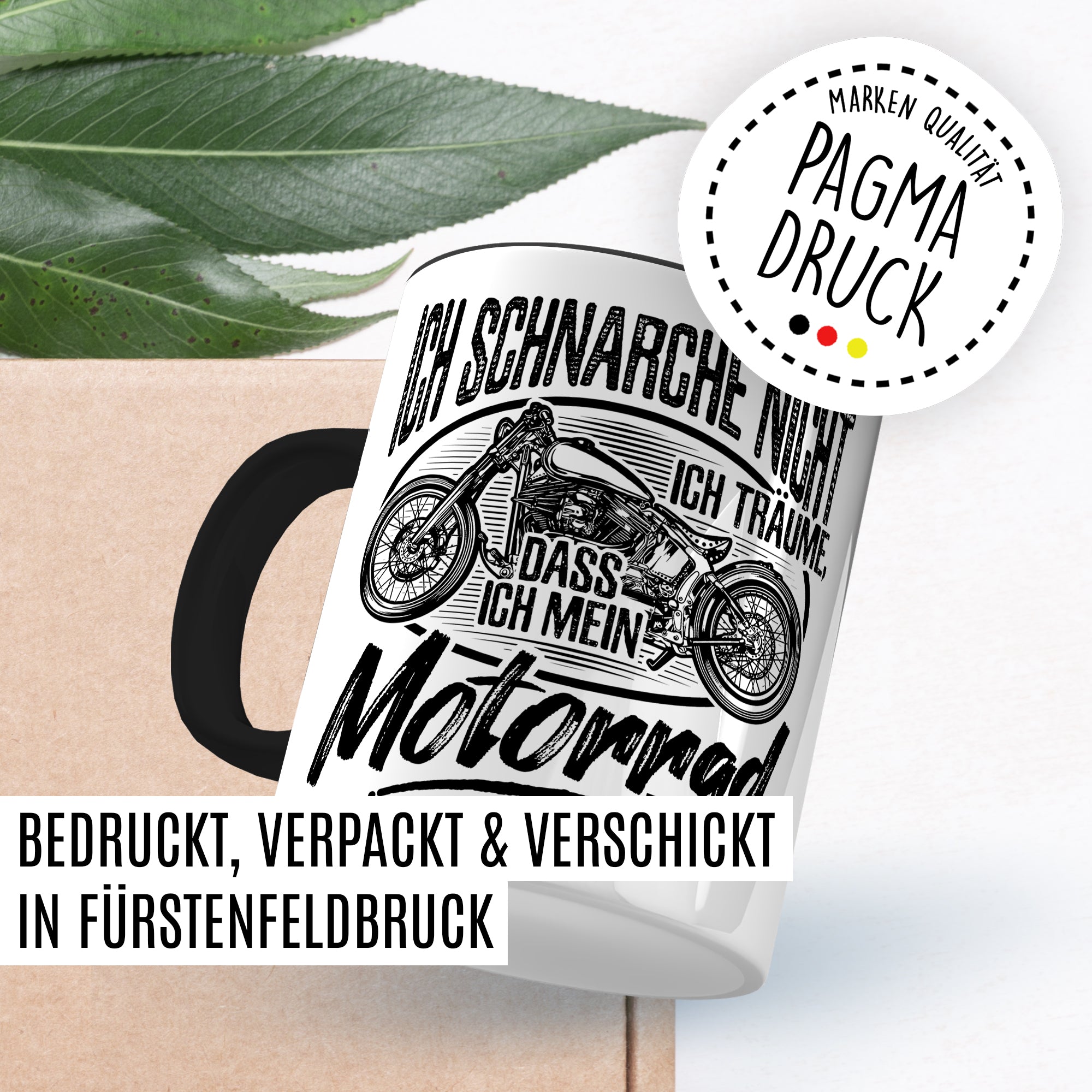 Motorrad Tasse mit Spruch, Ich schnarche nicht - Ich träume, dass Ich mein Motorrad bin, Biker Geschenk lustig Geschenkidee Kaffeetasse Motorradfahrer Motorradfahrerin Kaffee-Becher