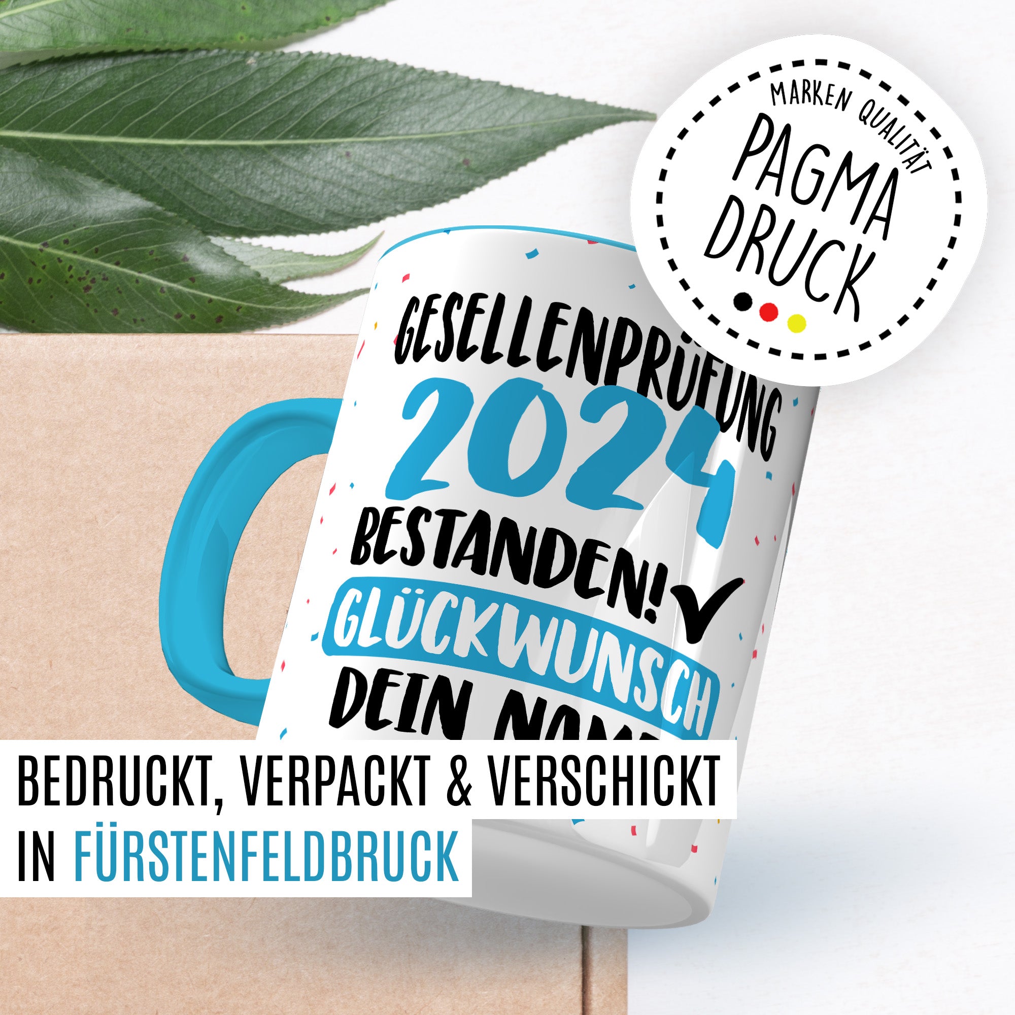 Tasse personalisiert Examen Geschenk Examen 2024 geschafft! - Glücwunsch dein Name Geschenkidee Kaffee-Becher Kaffeetasse Tasse mit Spruch pesonalisierbar eigener Name Schulabschluss